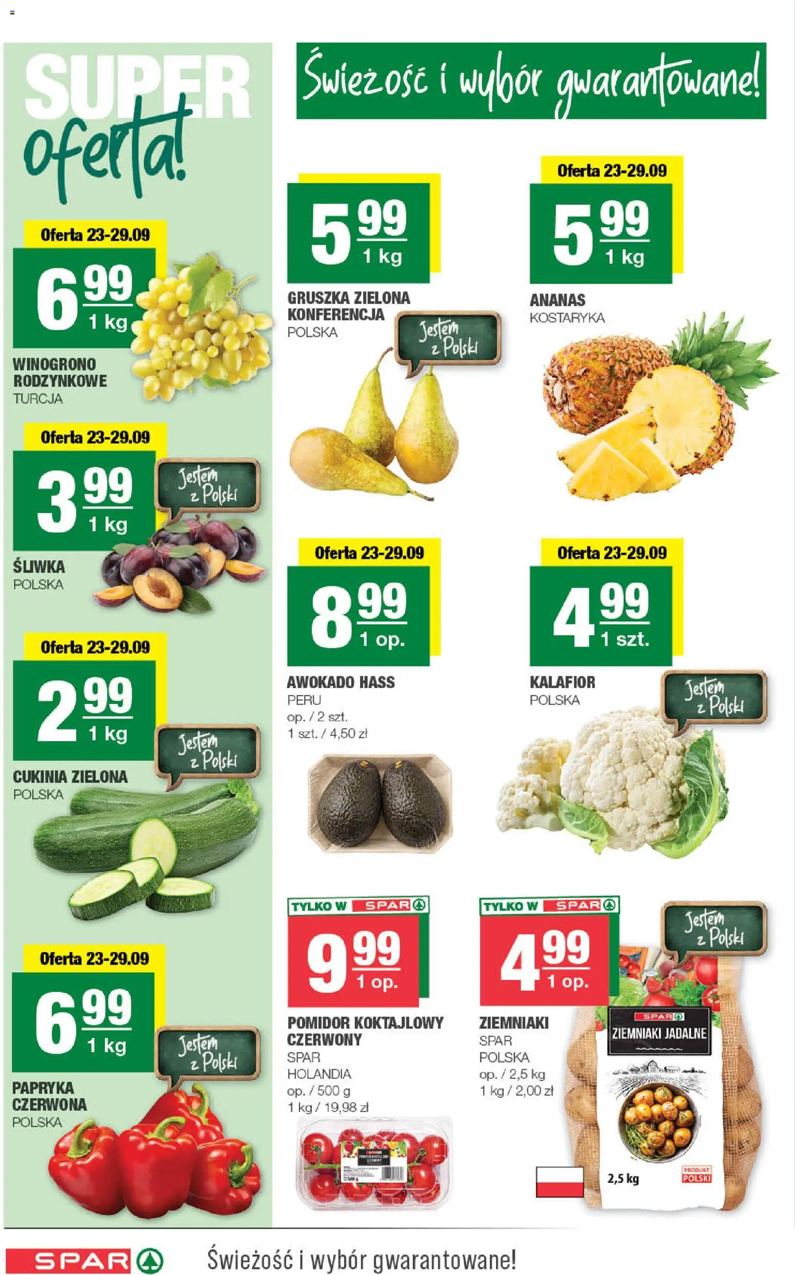 Spar gazetka od 23.09.2026 | Strona: 2 | Produkty: Pomidor, Papryka, Cukinia, Ziemniaki