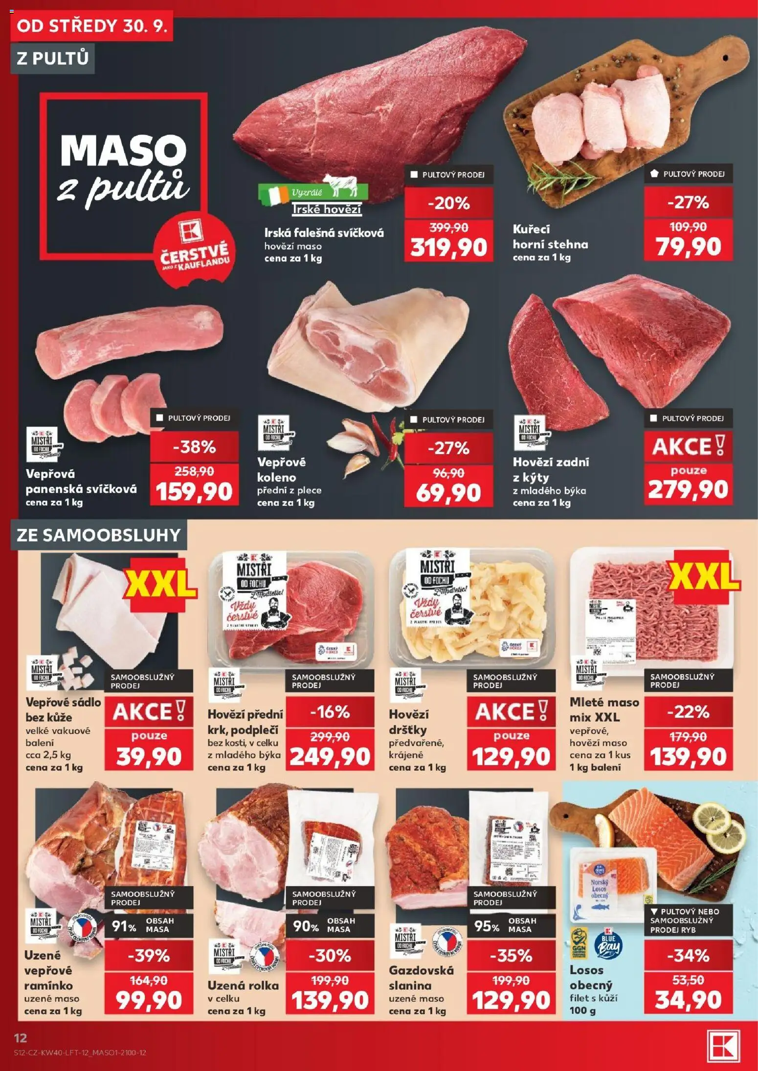 Kaufland leták - Plzeň od 30.09.2026 | Strana: 12 | Produkty: Panenka, Koleno, Filet, Maso