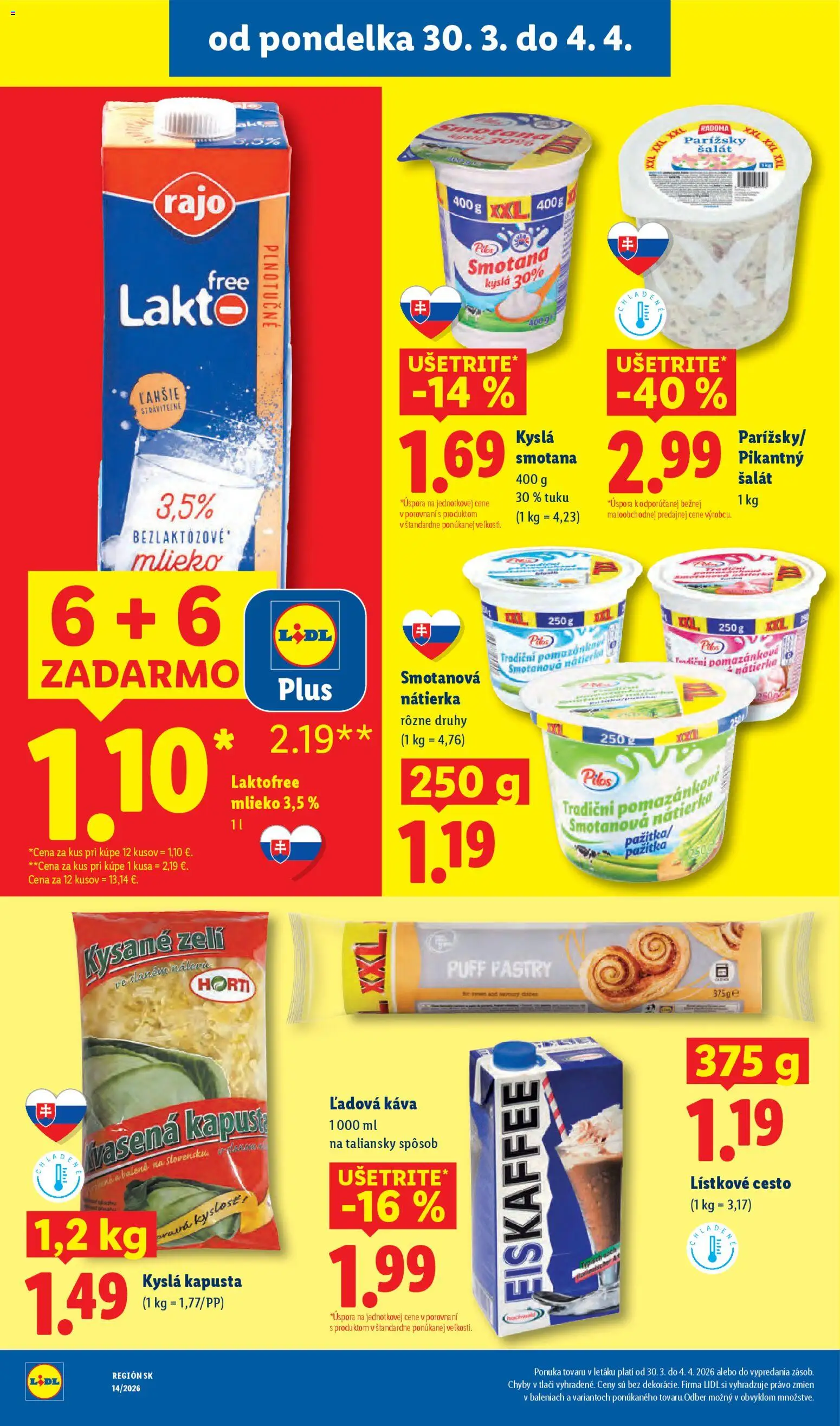 Nové Lidl akcie – leták je platný od 30.03.2026 | Strana: 32 | Produkty: Kapusta, Mlieko, Smotana, Šalát