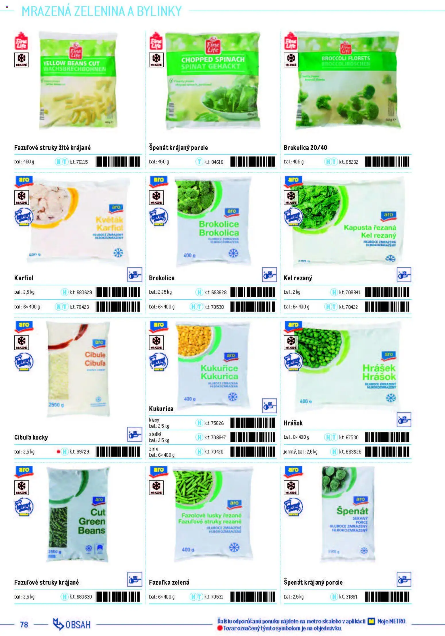 Nové Metro akcie – leták je platný od 05.12.2025 | Strana: 78 | Produkty: Karfiol, Brokolica, Cibuľa, Mrazená zelenina