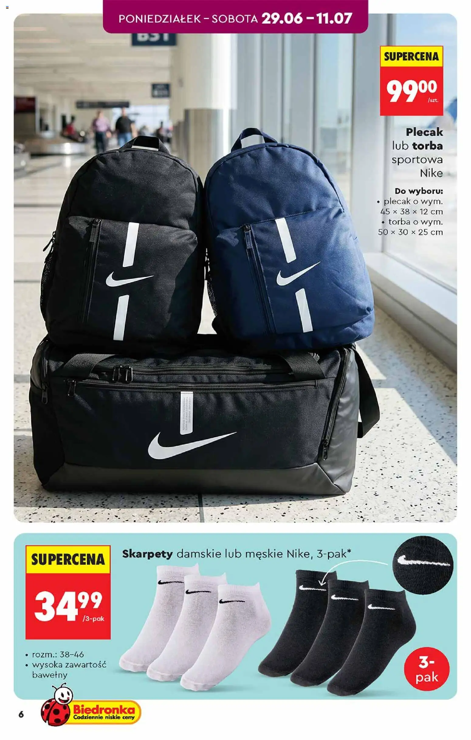 Biedronka gazetka - Hity i inspiracje od 27.06.2026 | Strona: 6 | Produkty: Skarpety, Skarpety damskie, Plecak, Torba sportowa