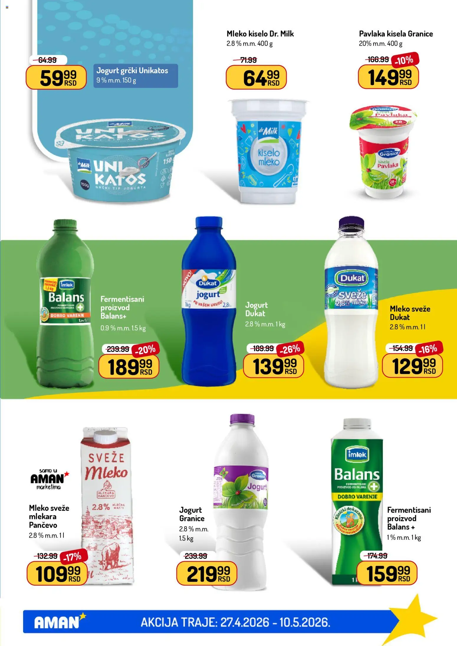 Aman katalog - važi od 27.04.2026 | Strana: 11 | Proizvode: Mleko, Jogurt, Pavlaka