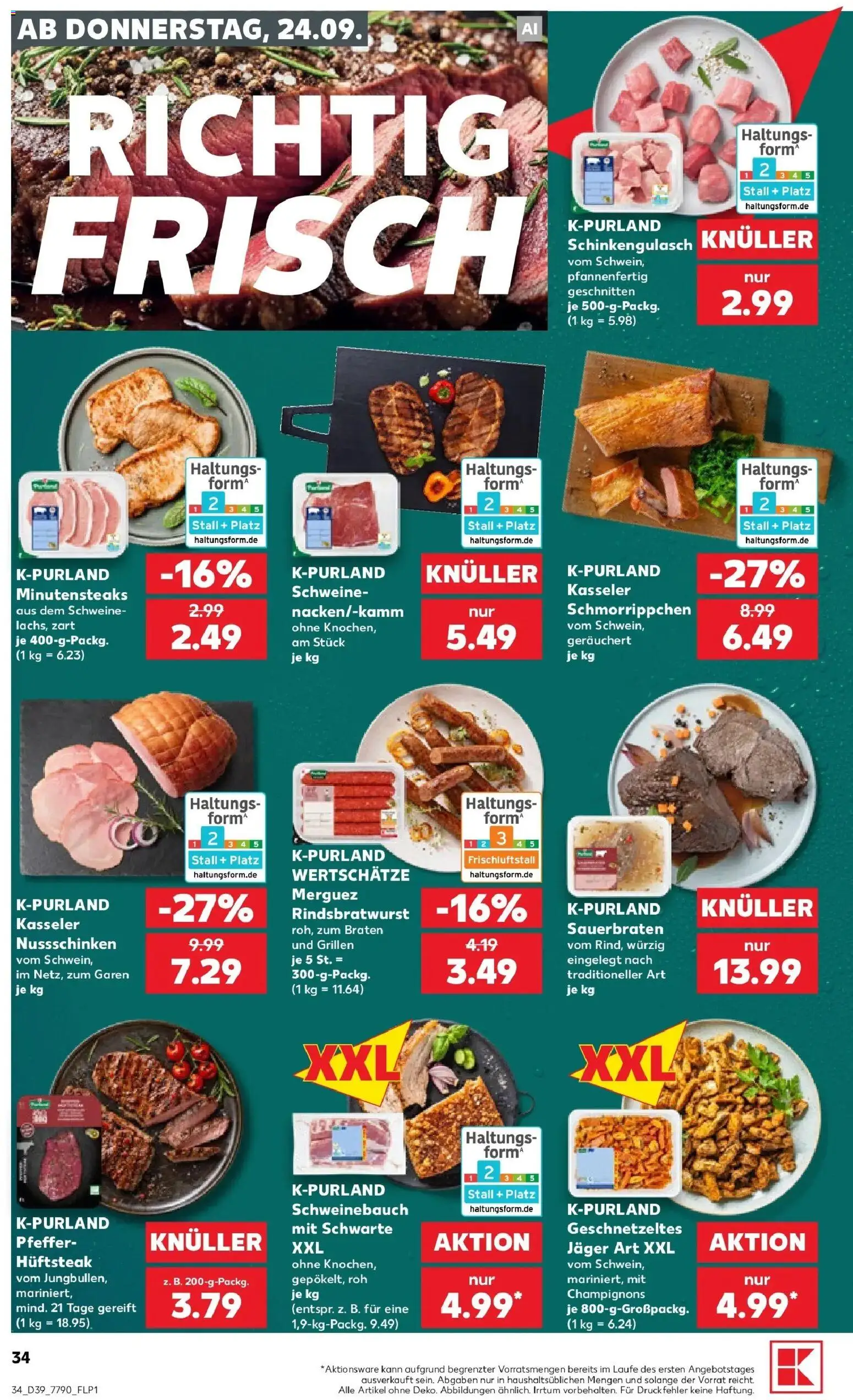 Prospekt Kaufland ab 21.09.2026 » Angebote Online zum Blättern | Seite: 37 | Produkte: Schweinebauch, Champignons, Pfeffer