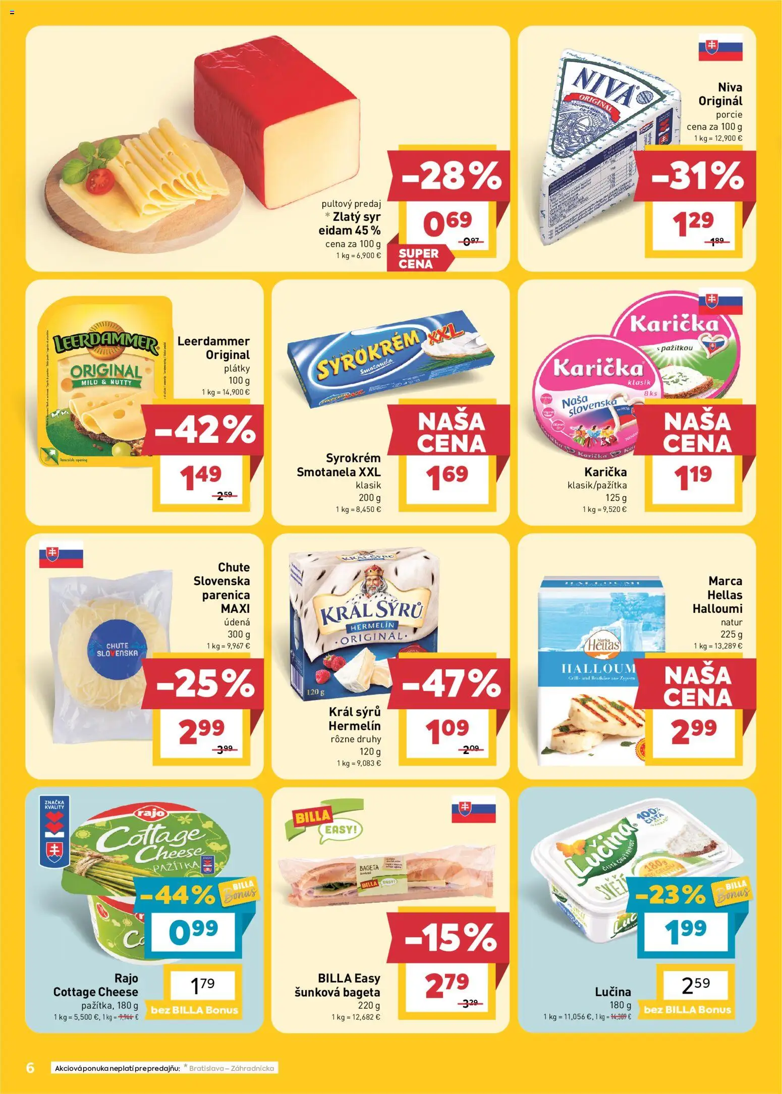 Nové Billa akcie – leták je platný od 23.09.2026 | Strana: 6 | Produkty: Syr, Niva, Cream cheese, Hermelín