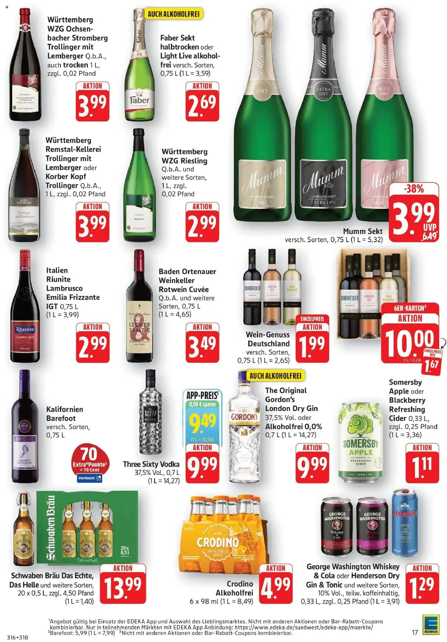 Edeka Prospekt Geislingen – gültig ab 27.07.2026 | Seite: 17 | Produkte: Cola, Apple, Vodka, Gin