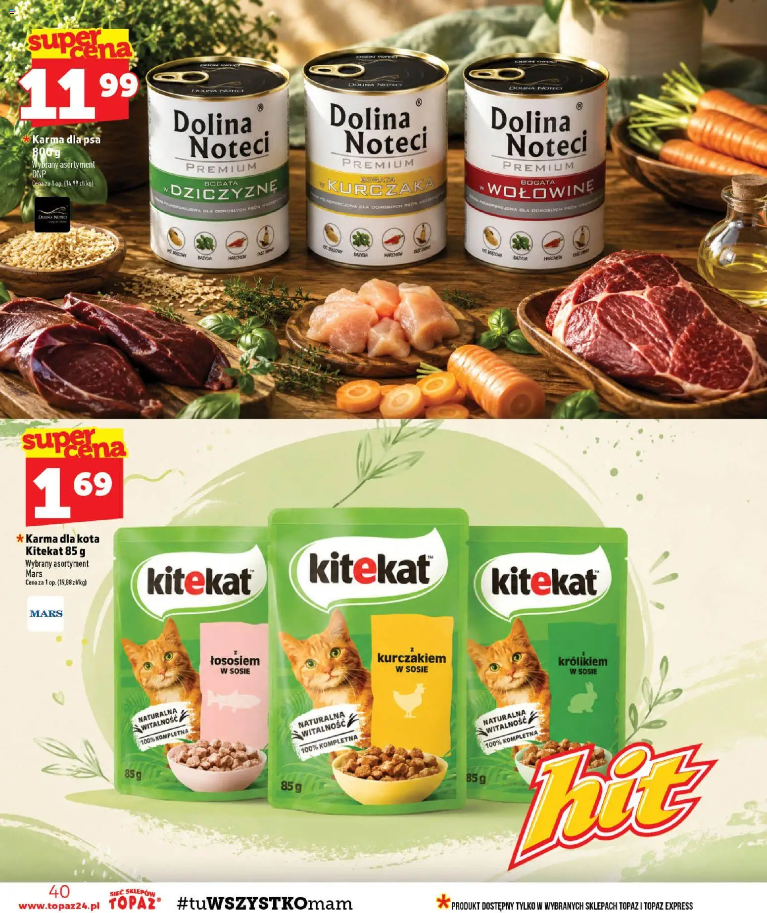 Topaz gazetka - MAZ od 13.08.2026 | Strona: 40 | Produkty: Bazylia, Marchew, Karma dla psa, Karma