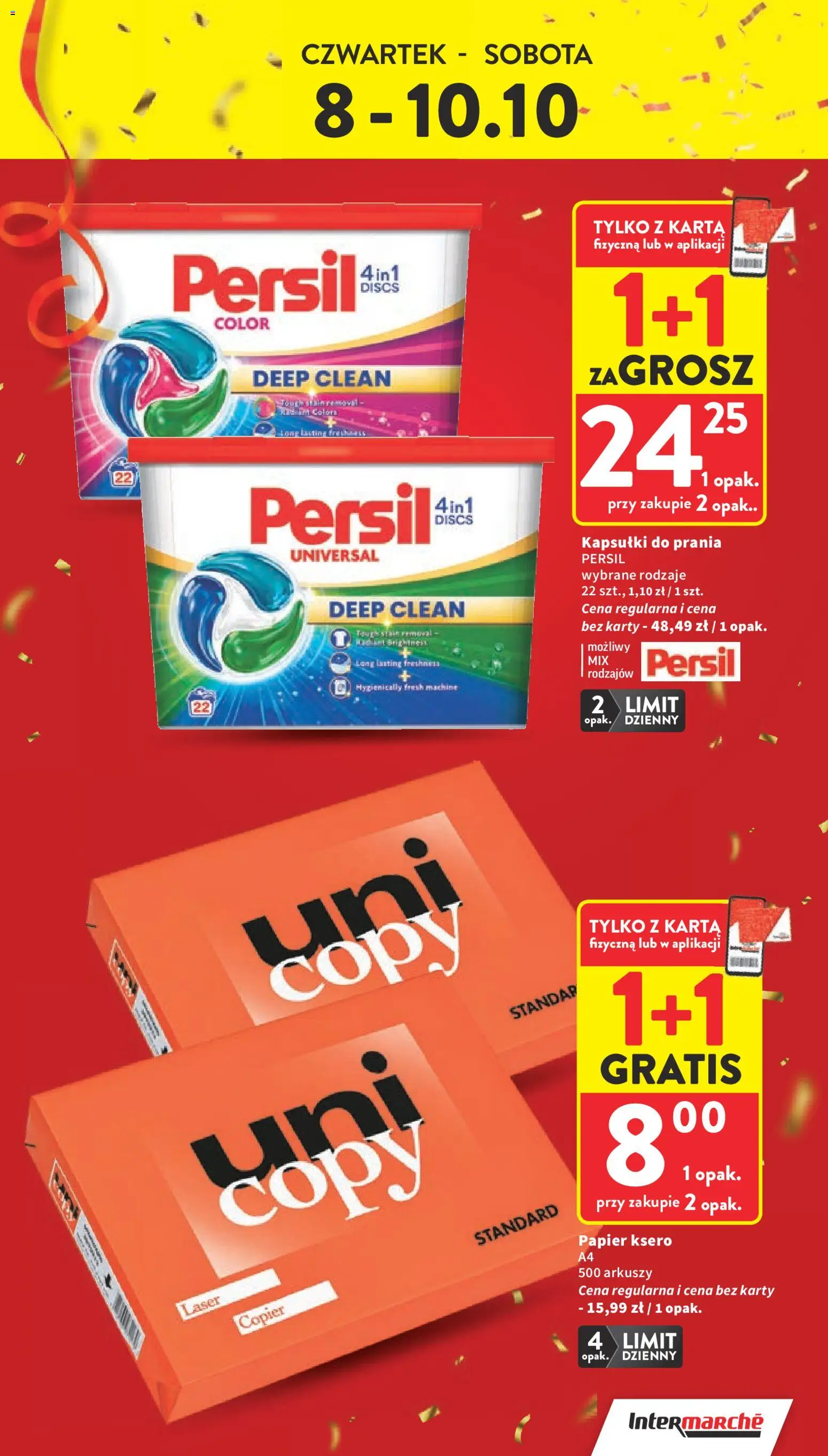 Intermarche gazetka od 08.10.2026 | Strona: 5 | Produkty: Karta, Kapsułki, Persil, Papier ksero