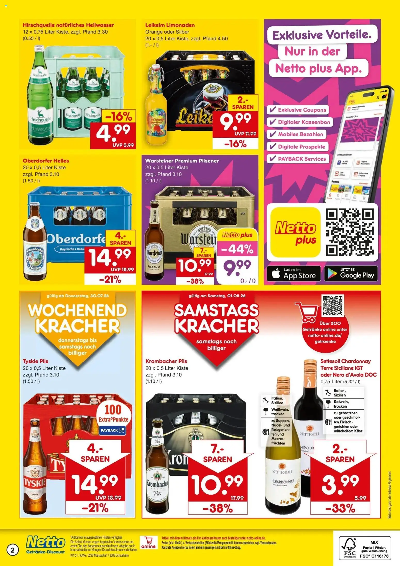 Netto Marken-Discount Prospekt Mainaschaff – gültig ab 27.07.2026 | Seite: 2 | Produkte: Tyskie, Pils, Warsteiner, Krombacher