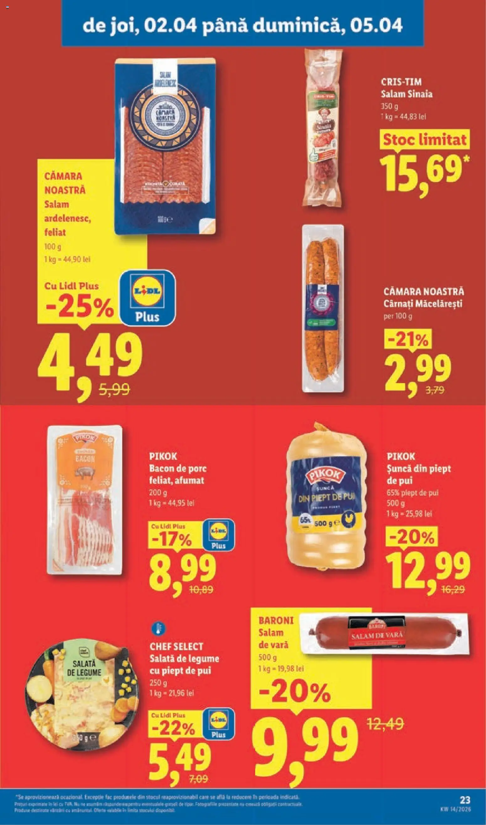 Noul catalog Lidl – valabil de la 30.03.2026 | Pagină: 23 | Produse: Hacıyatmaz Kedi Oyuncağı, Șuncă, Salată, Legume