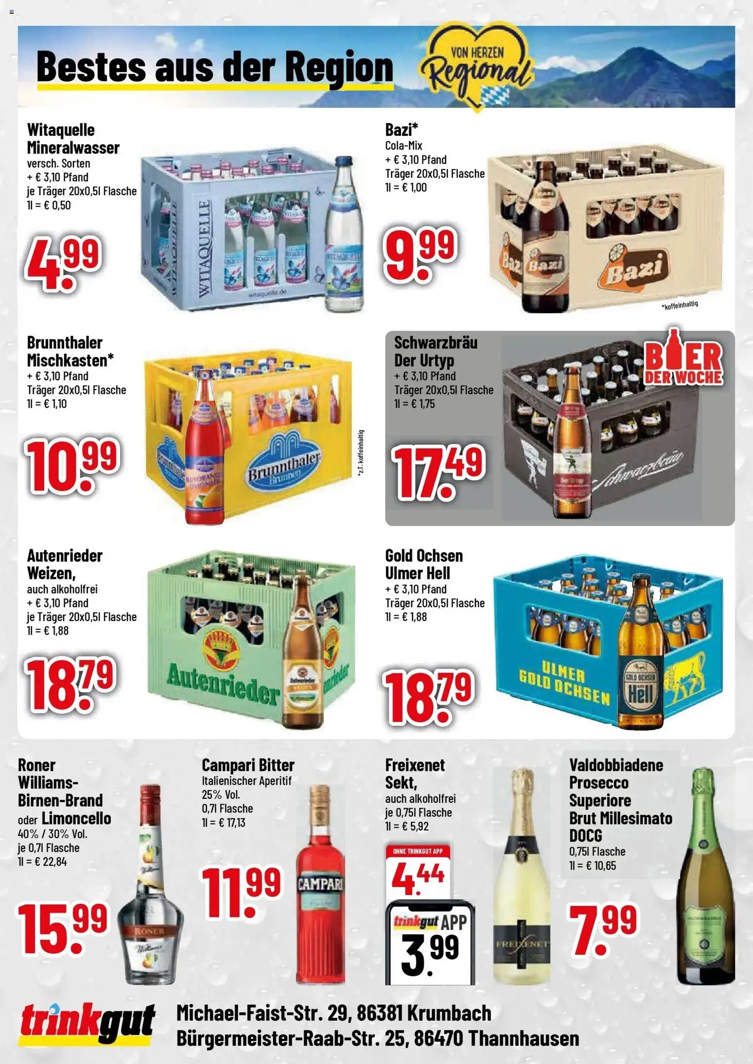 Trinkgut Prospekt Krumbach – gültig ab 28.09.2026 | Seite: 4 | Produkte: Campari, Mineralwasser, Prosecco, Limoncello