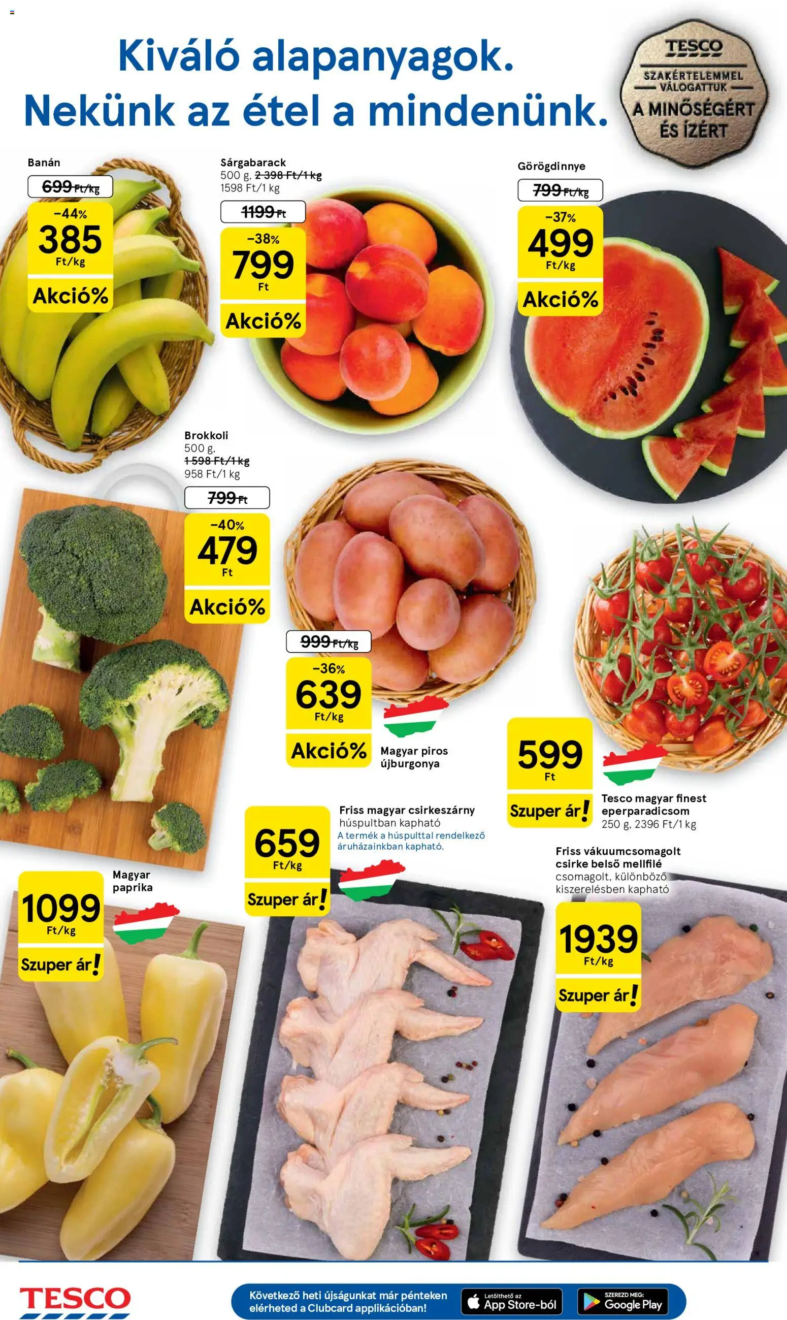 Tesco akciós ujság - amely érvényes a következő dátumtól: 21.05.2026 | Oldal: 2 | Termékek: Görögdinnye, Sárgabarack, Banán, Brokkoli