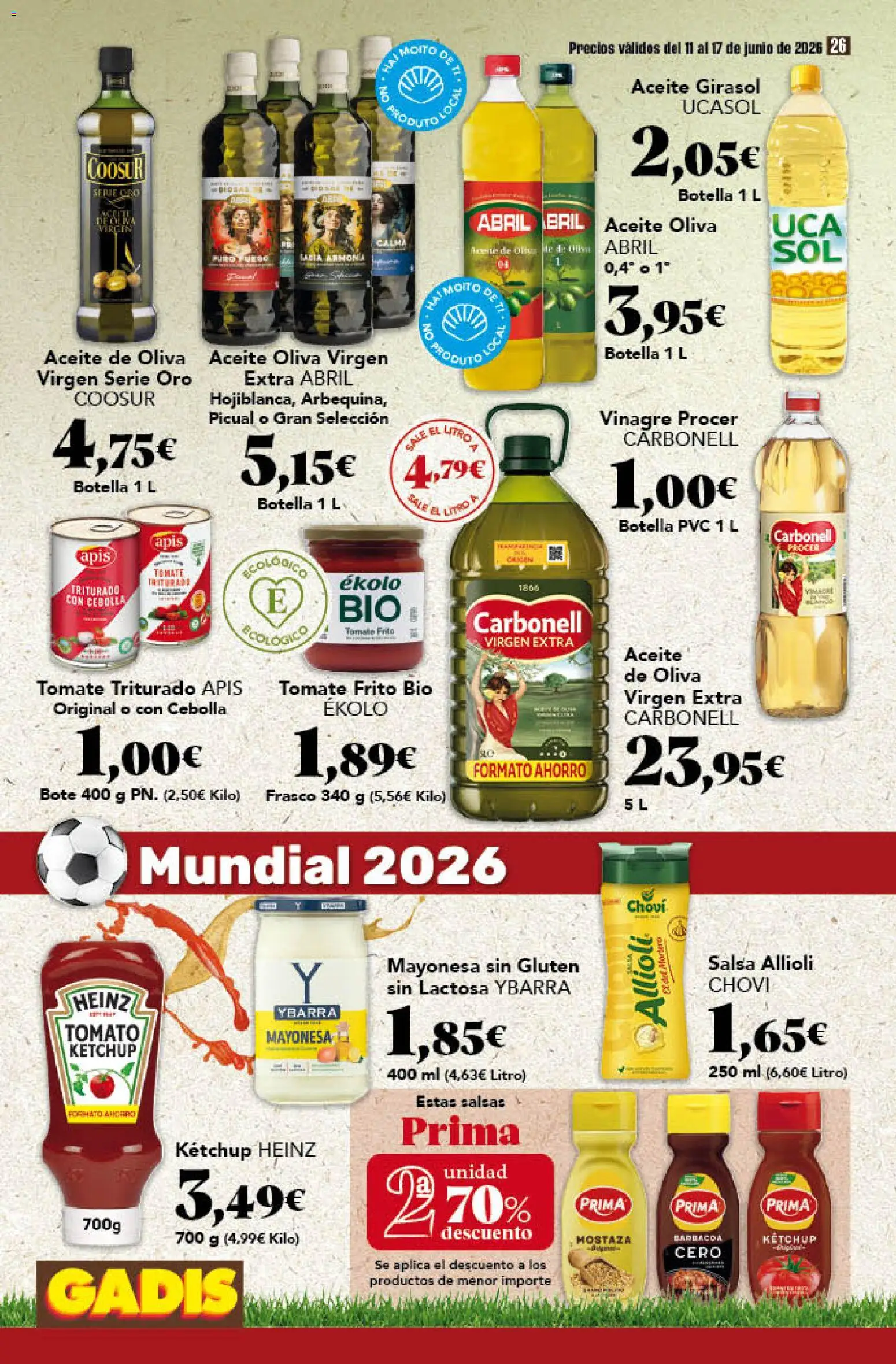 Gadis folleto │ válido desde el 11.06.2026 | Página: 26 | Productos: Aceite, Οθόνη προβολής, Δεξαμενή, Tomate triturado