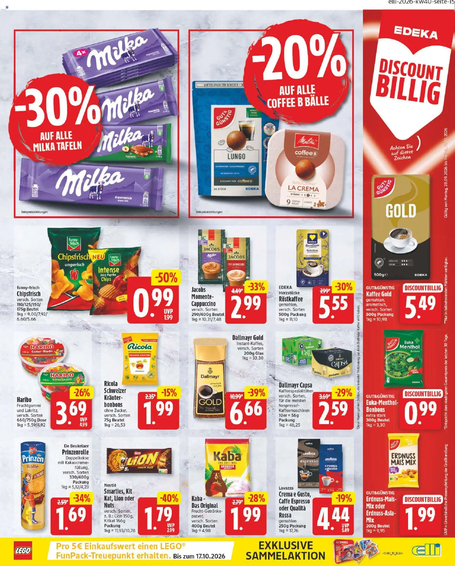 Elli Markt Prospekt – gültig ab 28.09.2026 | Seite: 15 | Produkte: Lavazza, Milka, Paprika, Dallmayr prodomo