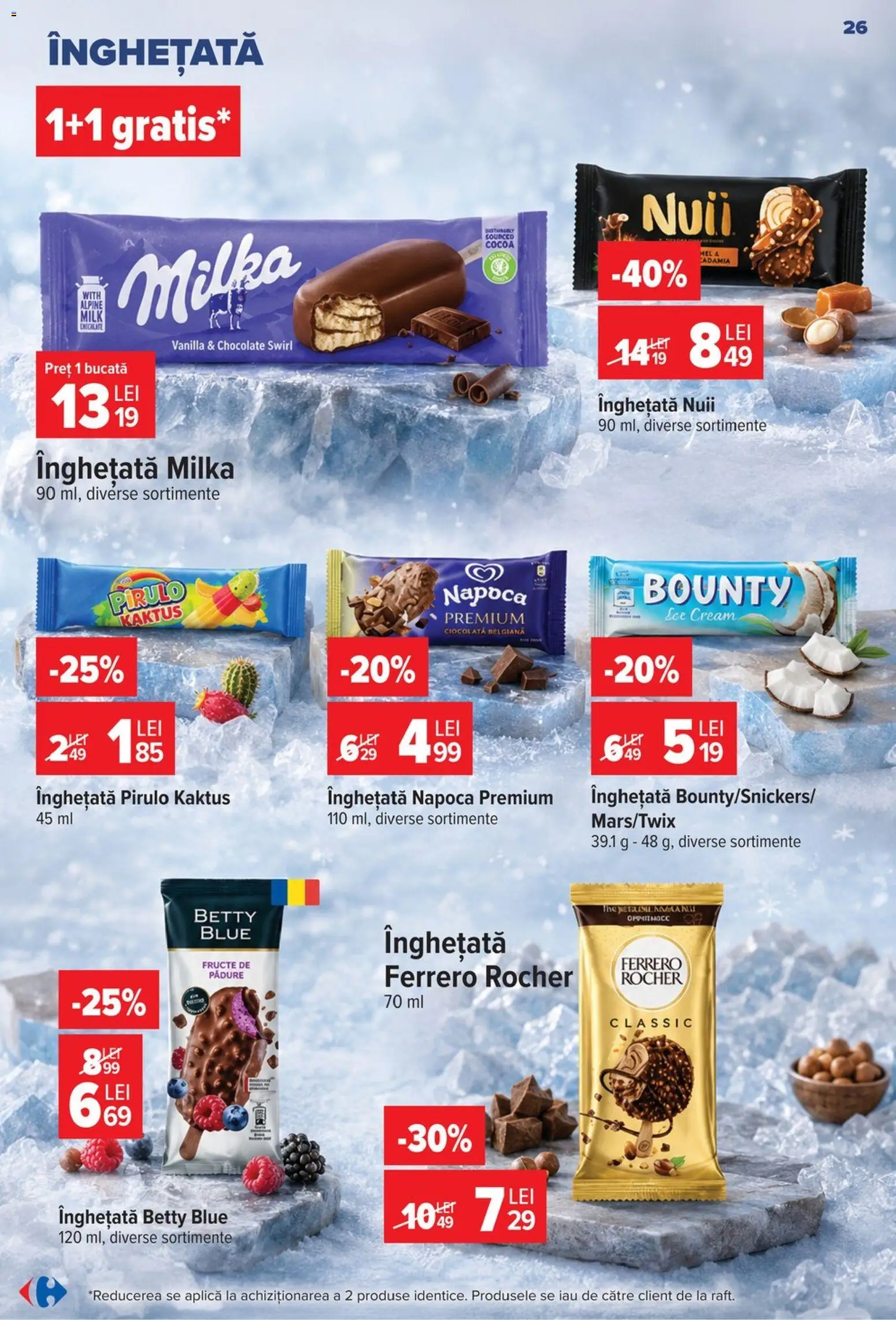 Noul catalog Carrefour – valabil de la 17.06.2026 | Pagină: 25 | Produse: Soda, Înghețată, Fructe