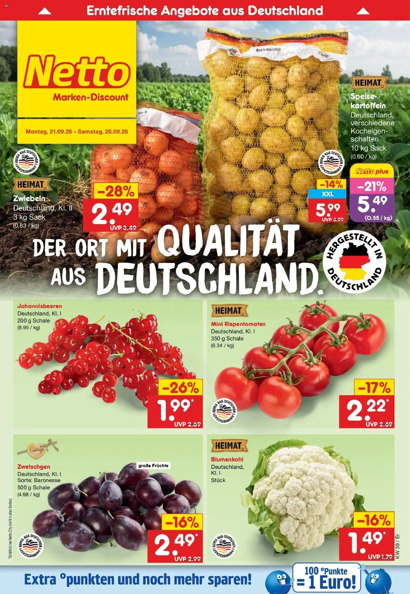 Netto Marken-Discount Prospekt Naumburg – gültig ab 21.09.2026 | Seite: 6 | Produkte: Zwetschgen, Kartoffeln, Blumenkohl
