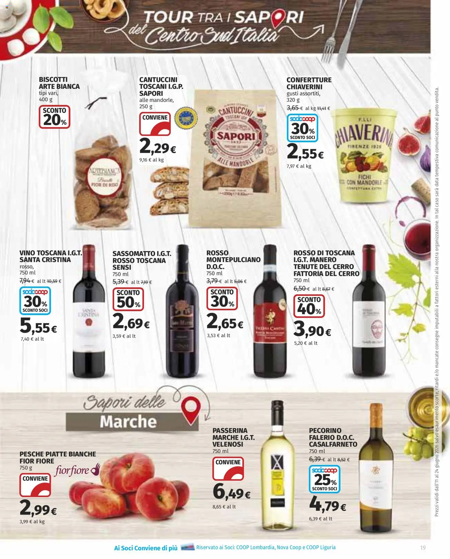 Volantino COOP del 11.06.2026 | Pagina: 19 | Prodotti: Biscotti, Vino, Mandorle, Pecorino