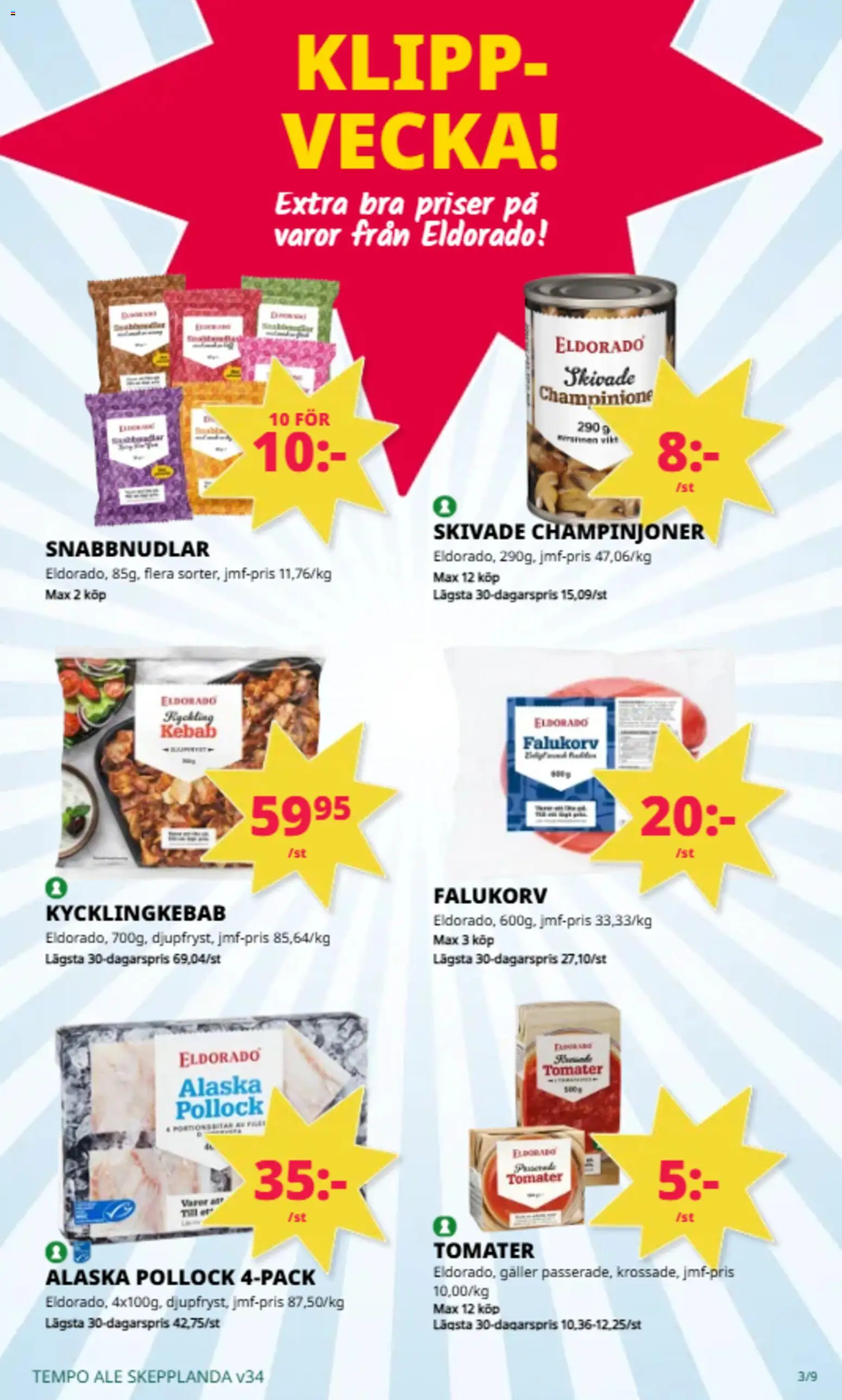 Tempo reklamblad aktuell från 17/08/2026 | Sida: 3 | Produkter: Galler, Champinjoner, Tomater, Kyckling