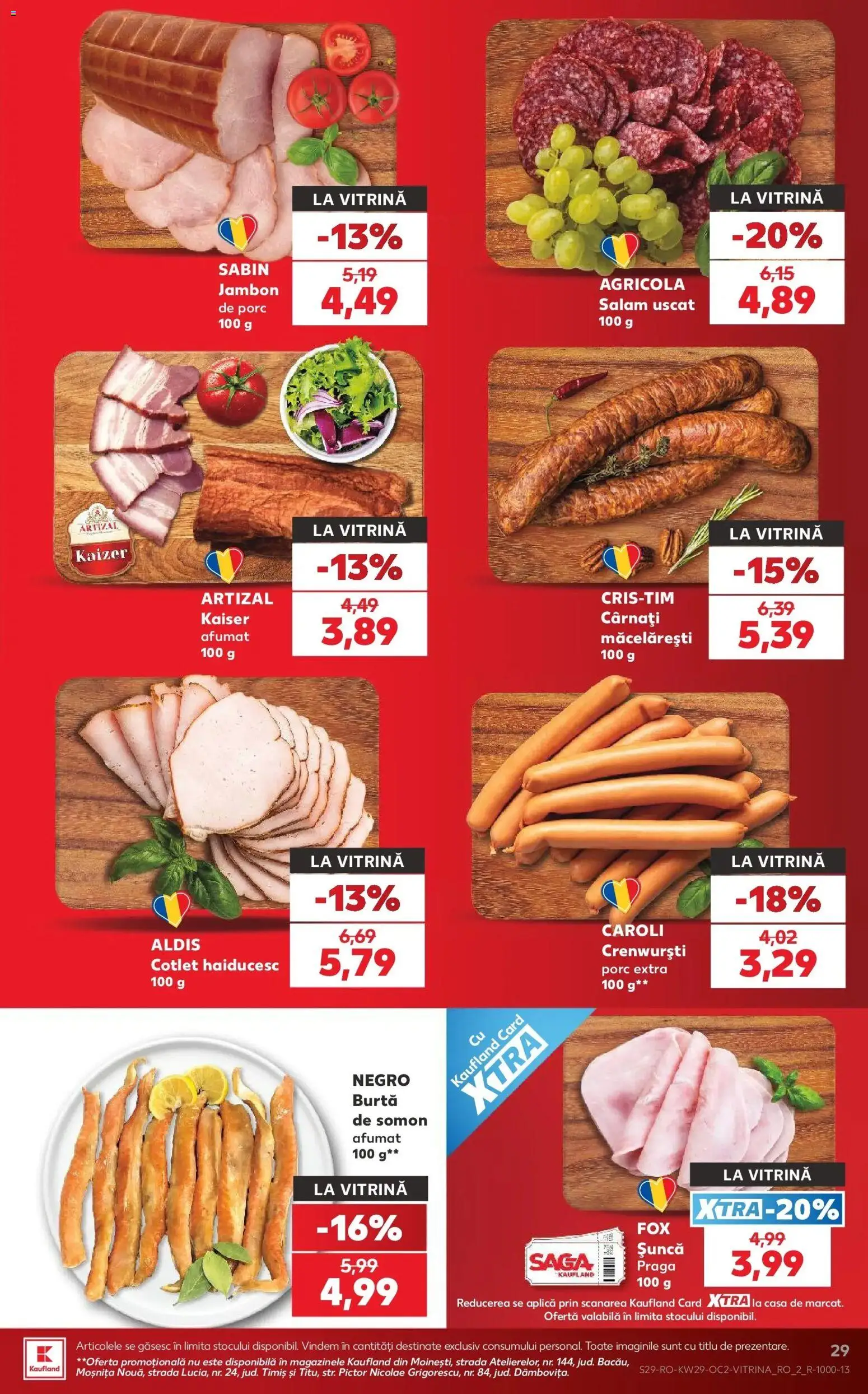 Noul catalog Kaufland – valabil de la 15.07.2026 | Pagină: 29 | Produse: Somon afumat, Cotlet, Sabin, Cârnați