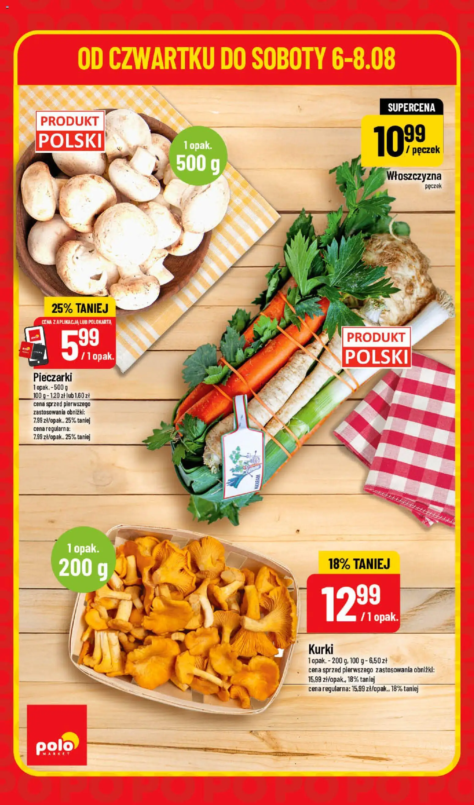 Nowa POLOmarket gazetka od jutra 06.08.2026 | Strona: 2 | Produkty: Pieczarki, Kurki, Włoszczyzna