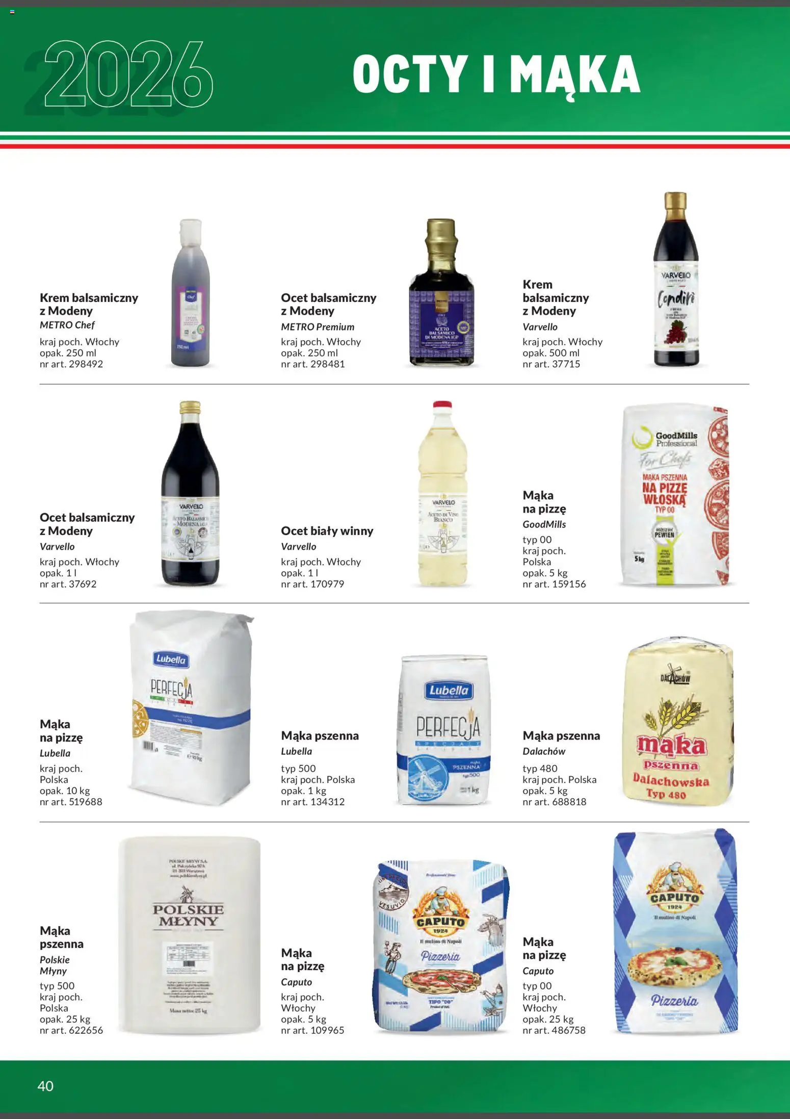 Makro Gazetka - Italia od 01.02.2026 | Strona: 40 | Produkty: Krem balsamiczny, Mąka na pizzę, Ocet balsamiczny, Krem