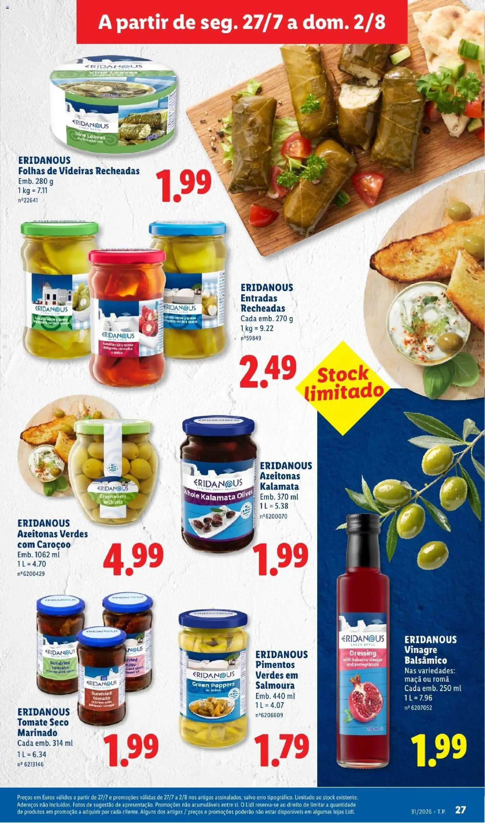 Lidl folheto │ válido de 27/07/2026 | Página: 27 | Produtos: Vinagre, Vinagre balsâmico, Queijo, Tomate