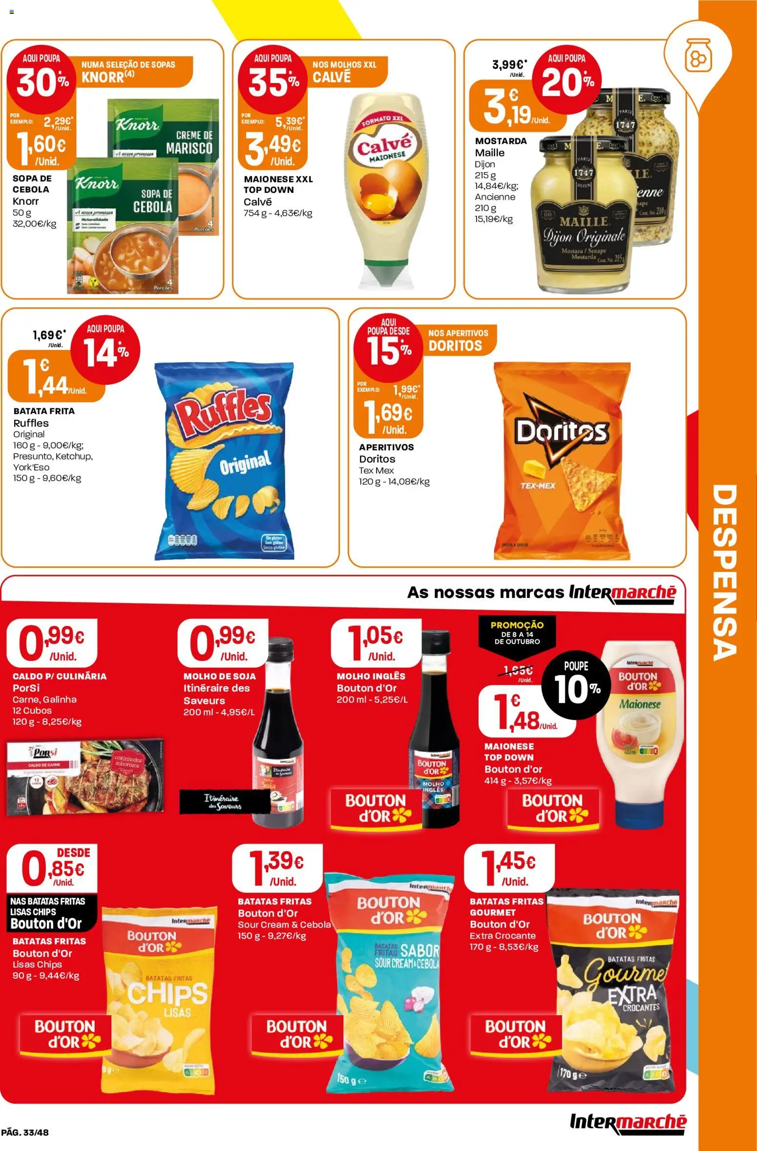 Intermarché folheto │ válido de 08/10/2026 | Página: 33 | Produtos: Soja, Sopas, Knorr, Cebola