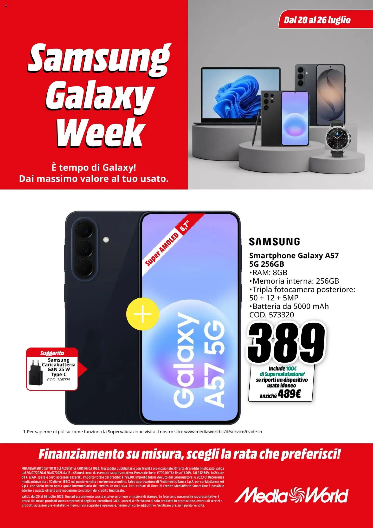 Volantino Media World del 20/07/2026 | Pagina: 4 | Prodotti: Smartphone, Fotocamera, Batteria, Samsung