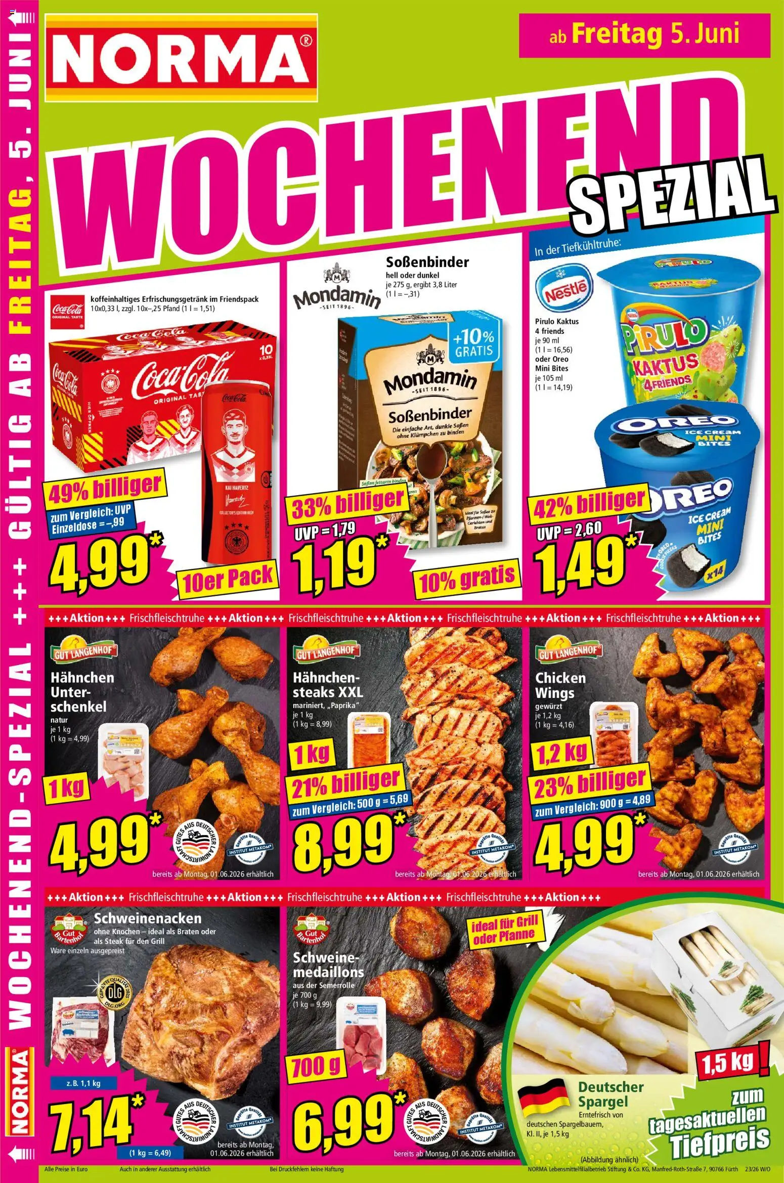 Norma Prospekt – gültig ab 01.06.2026 | Seite: 18 | Produkte: Hahnchen, Spargel, Steak, Wok