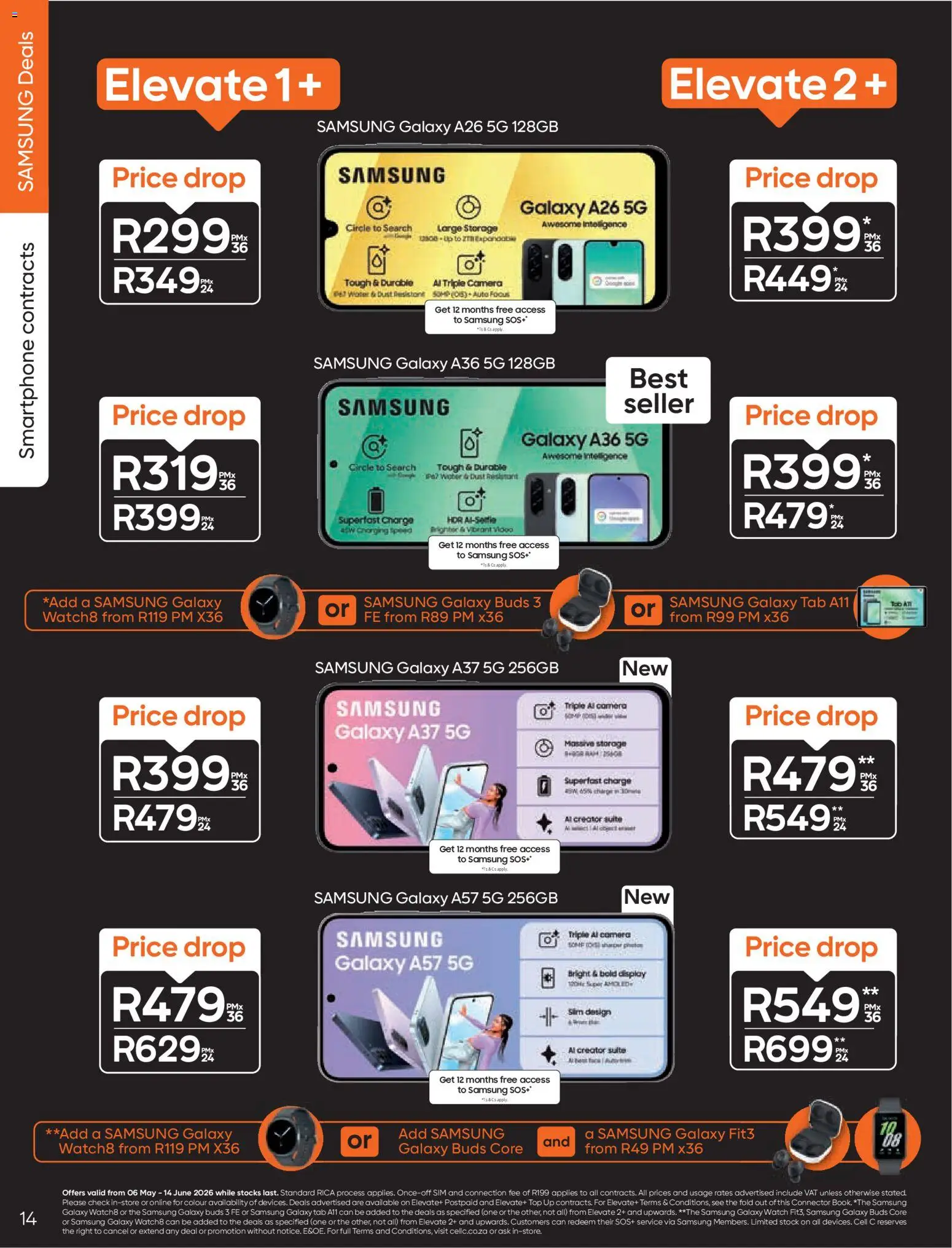 New Cell C catalogue – valid from 06.05.2026 | Page: 16 | Products: Sim, Smartphone, Camera, Stock