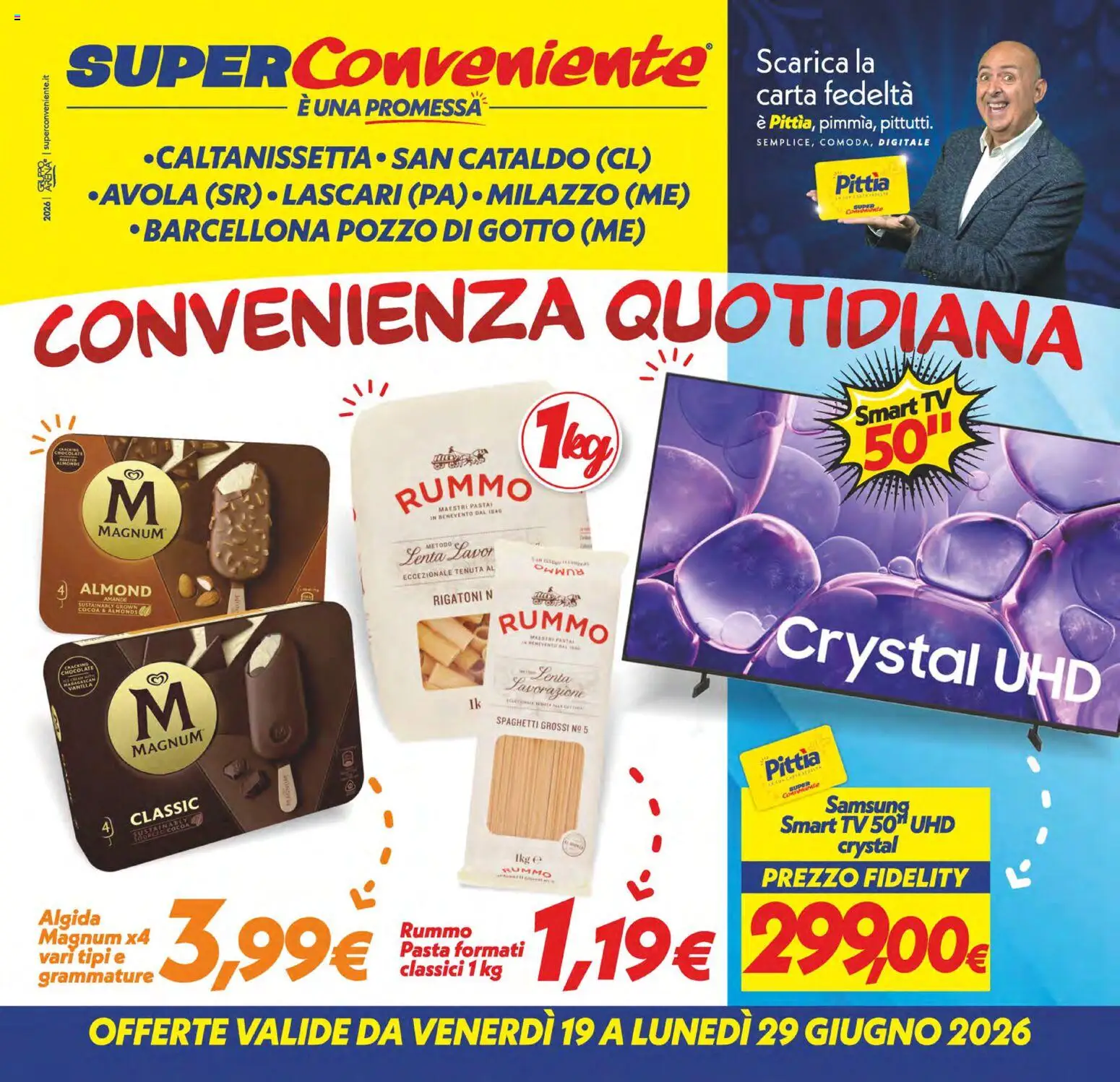Volantino SuperConveniente del 19/06/2026 | Pagina: 1 | Prodotti: smart TV, Pasta, TV, Samsung