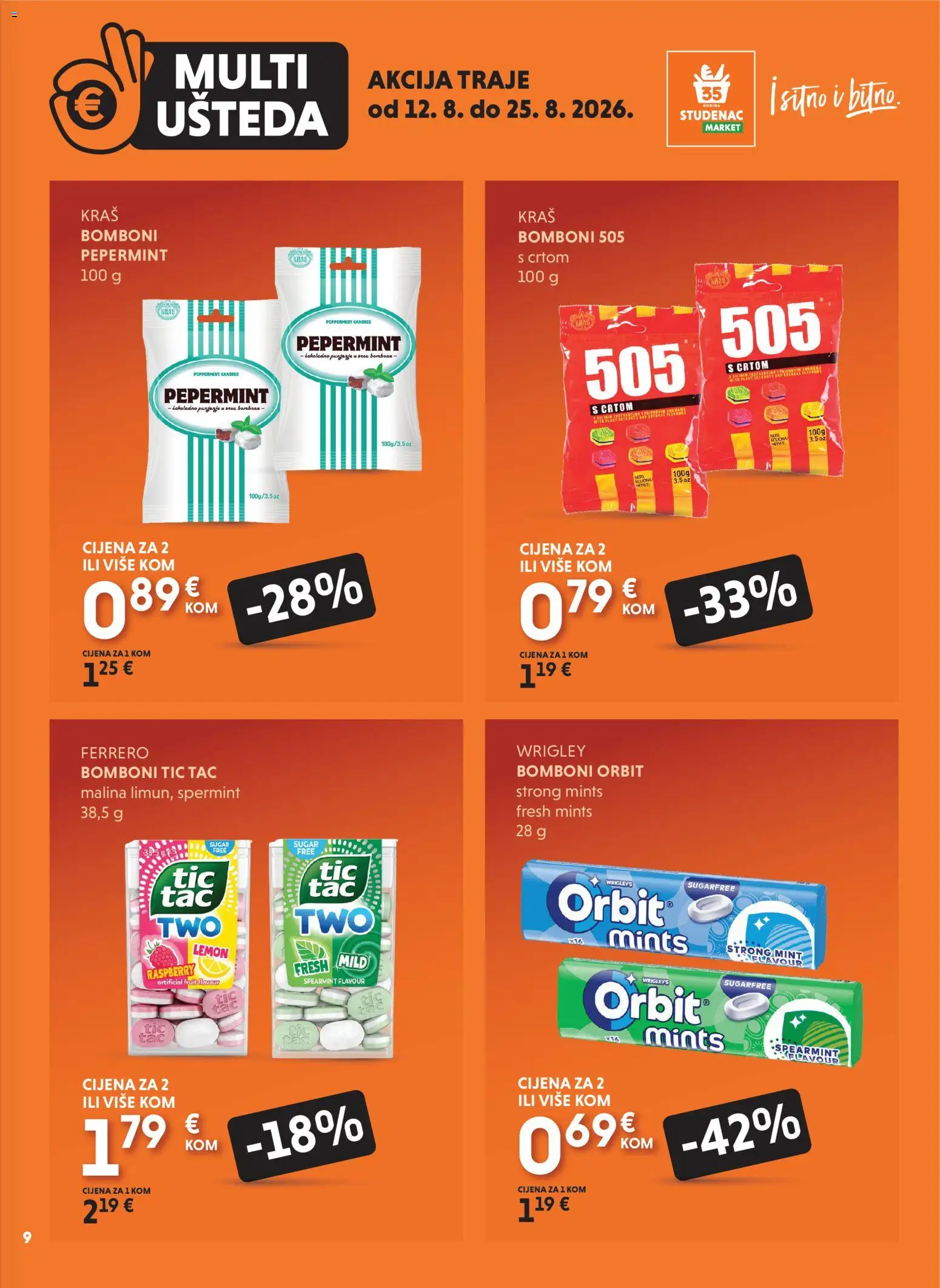Studenac katalog | vrijedi od 12.08.2026 | Stranica: 9 | Proizvodi: Bomboni