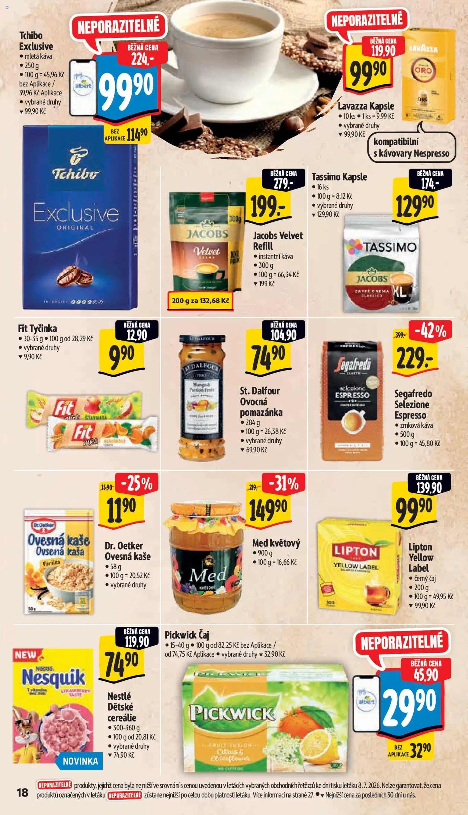 Albert leták - Hypermarket od 15.07.2026 | Strana: 28 | Produkty: Tassimo kapsle, Lavazza, Černý čaj, Mletá káva