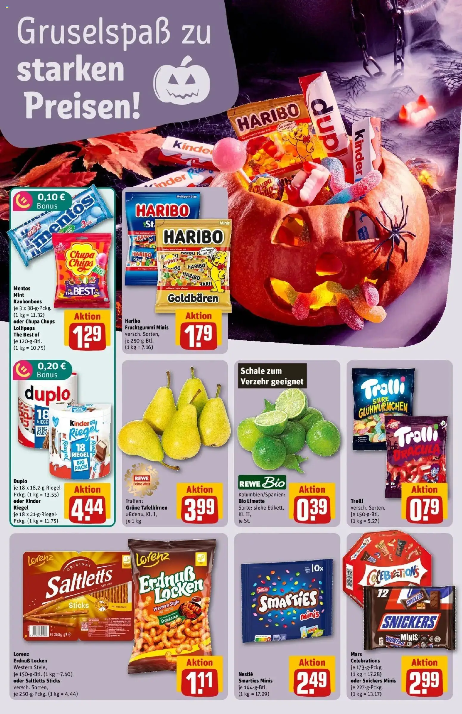 REWE Prospekt ab 26.10.2026 zum Blättern » Angebote | Seite: 4 | Produkte: Haribo, Smarties, Mars, Limette