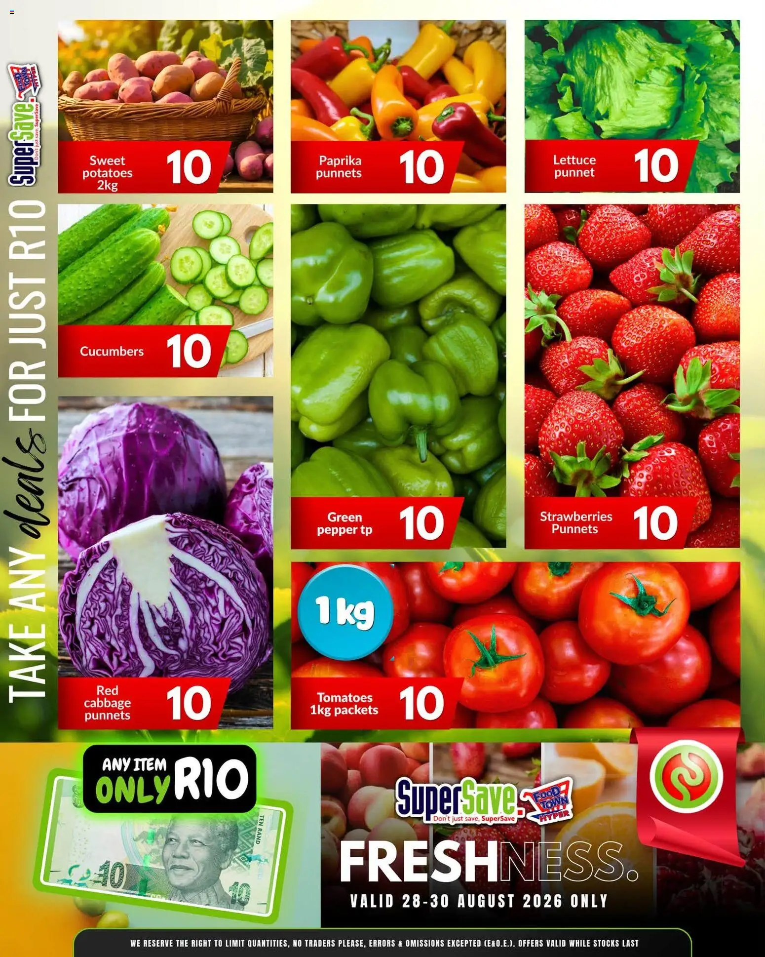 New Super Save catalogue – valid from 28/08/2026 | Page: 3 | Products: Tomatoes, Cucumbers, Pepper, Lettuce