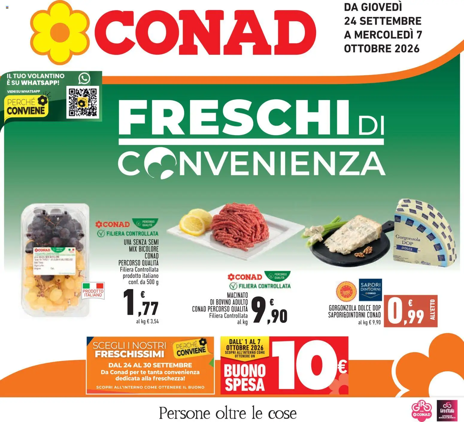 Volantino Conad del 24/09/2026 | Pagina: 1 | Prodotti: Tè, Uva senza semi, Uva, Macinato