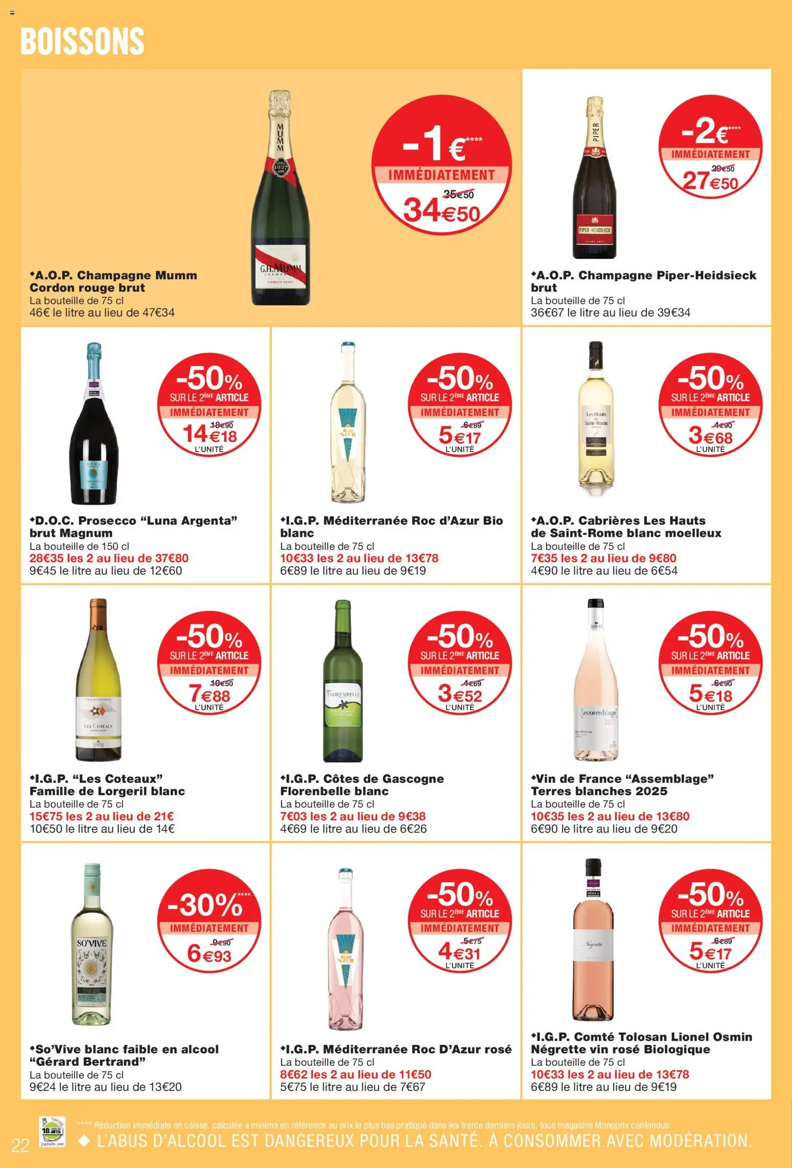 {H1} | Page: 22 | Produits: Alcool, Champagne, Prosecco, Vin