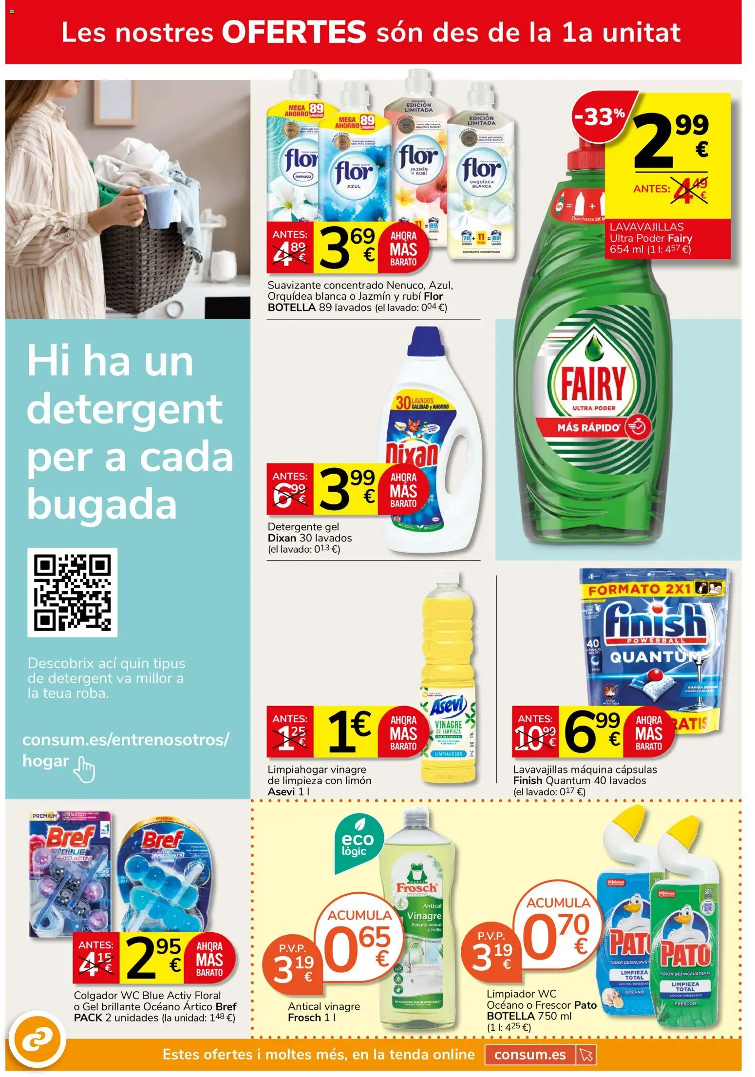 Consum folleto │ válido desde el 23/07/2026 | Página: 22 | Productos: Detergente, Suavizante, Lavavajillas, Δεξαμενή