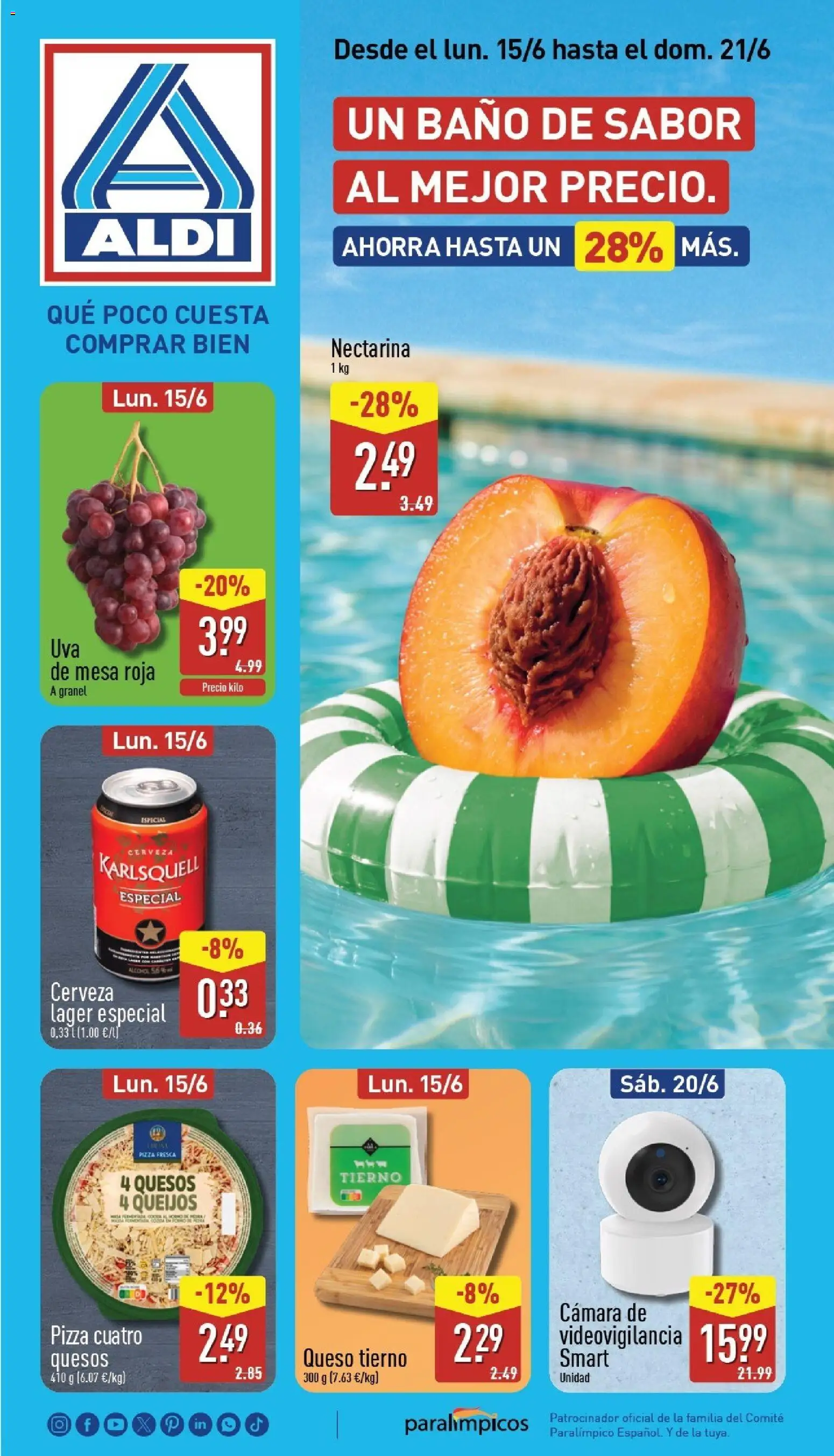 Aldi folleto Canarias │ válido desde el 15.06.2026 | Página: 1 | Productos: Pizza, Cerveza, Mesa, Baño