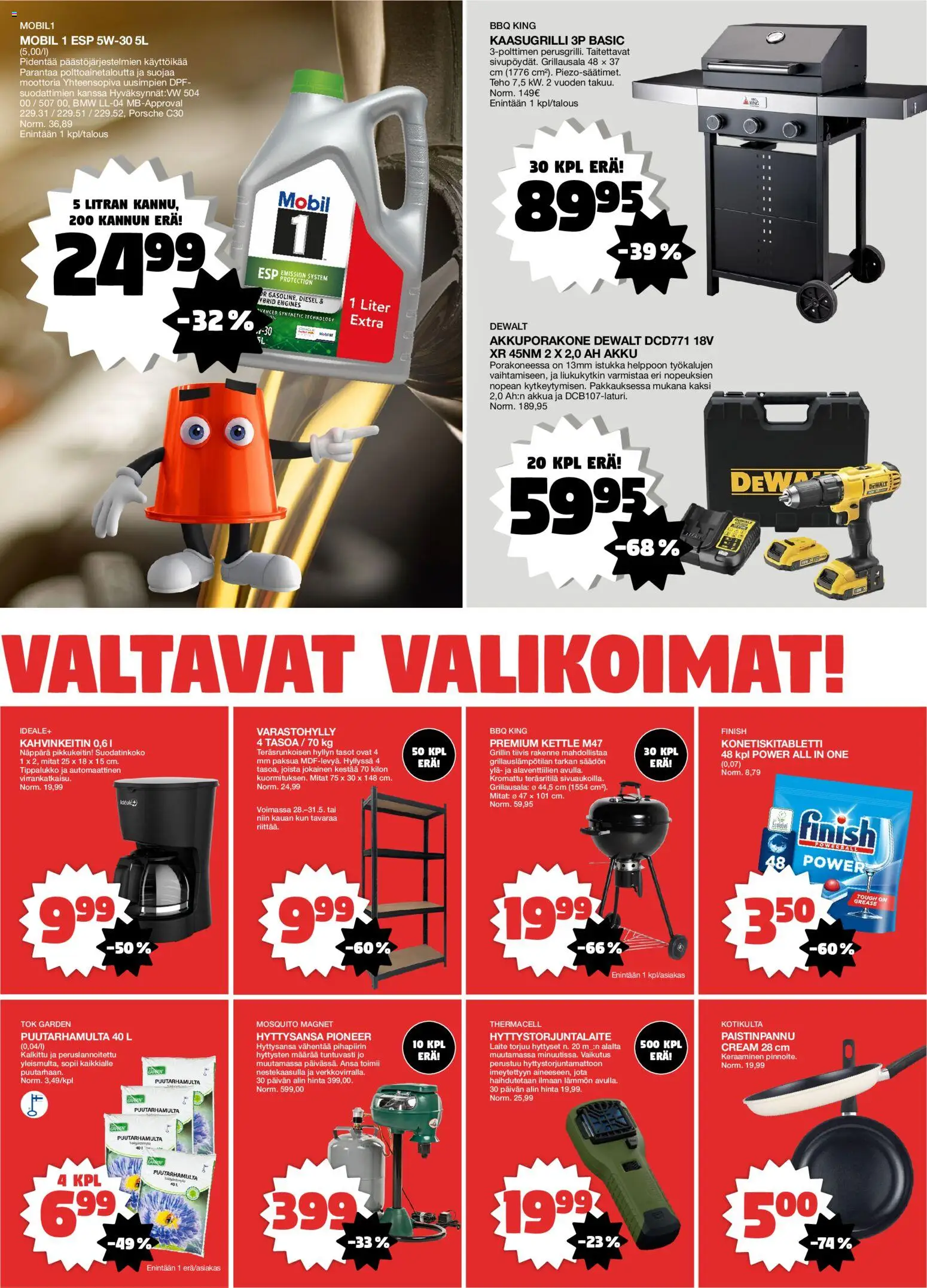 Tokmanni tarjoukset - Uusi myymälä Ivaloon – voimassa 28.05.2026 alkaen | Sivu: 3 | Tuotteet: Varastohylly, Kaasugrilli, Paistinpannu, Akku