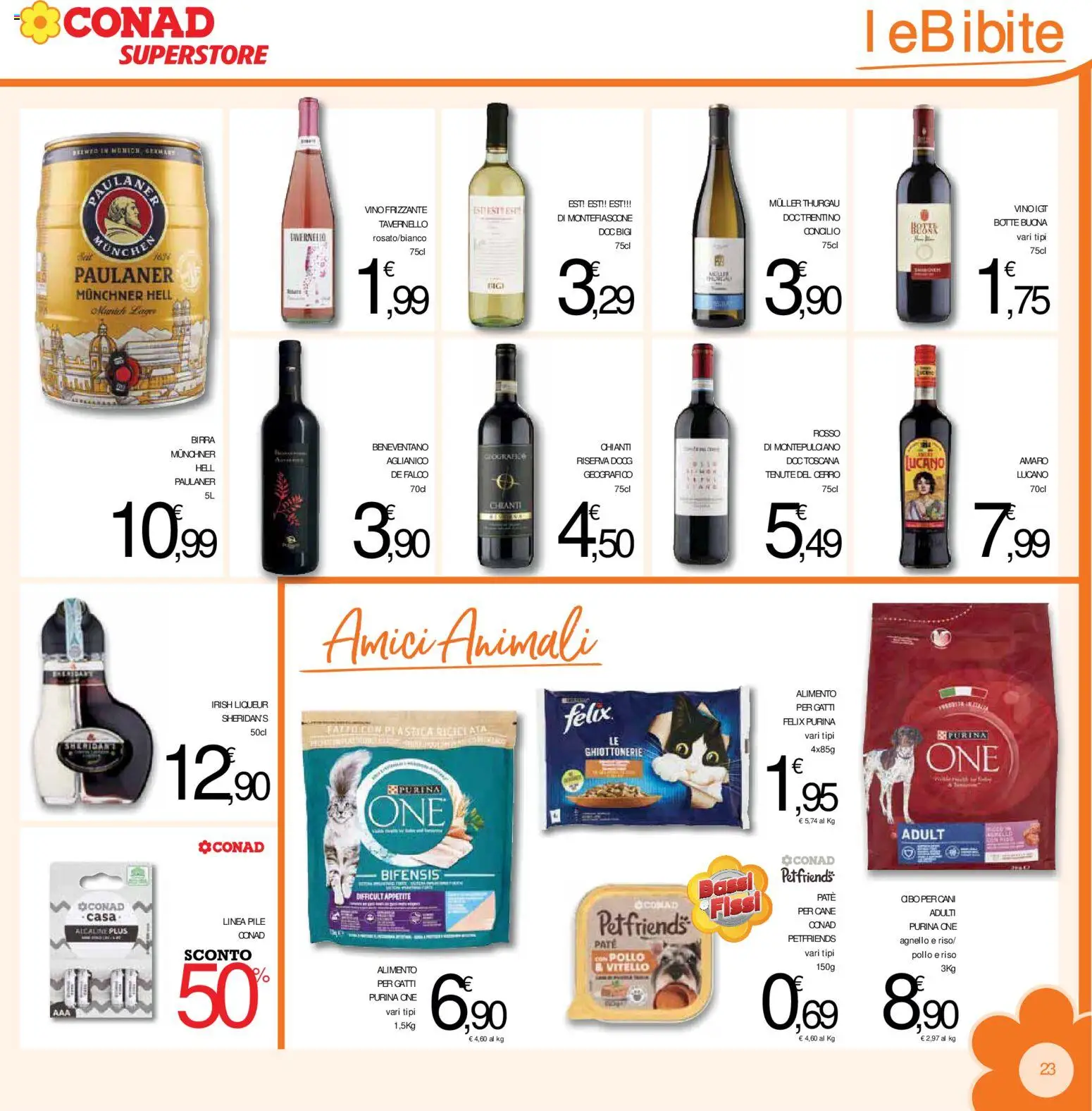 Volantino Conad del 15/07/2026 | Pagina: 23 | Prodotti: Birra, Vino, Agnello, Amaro