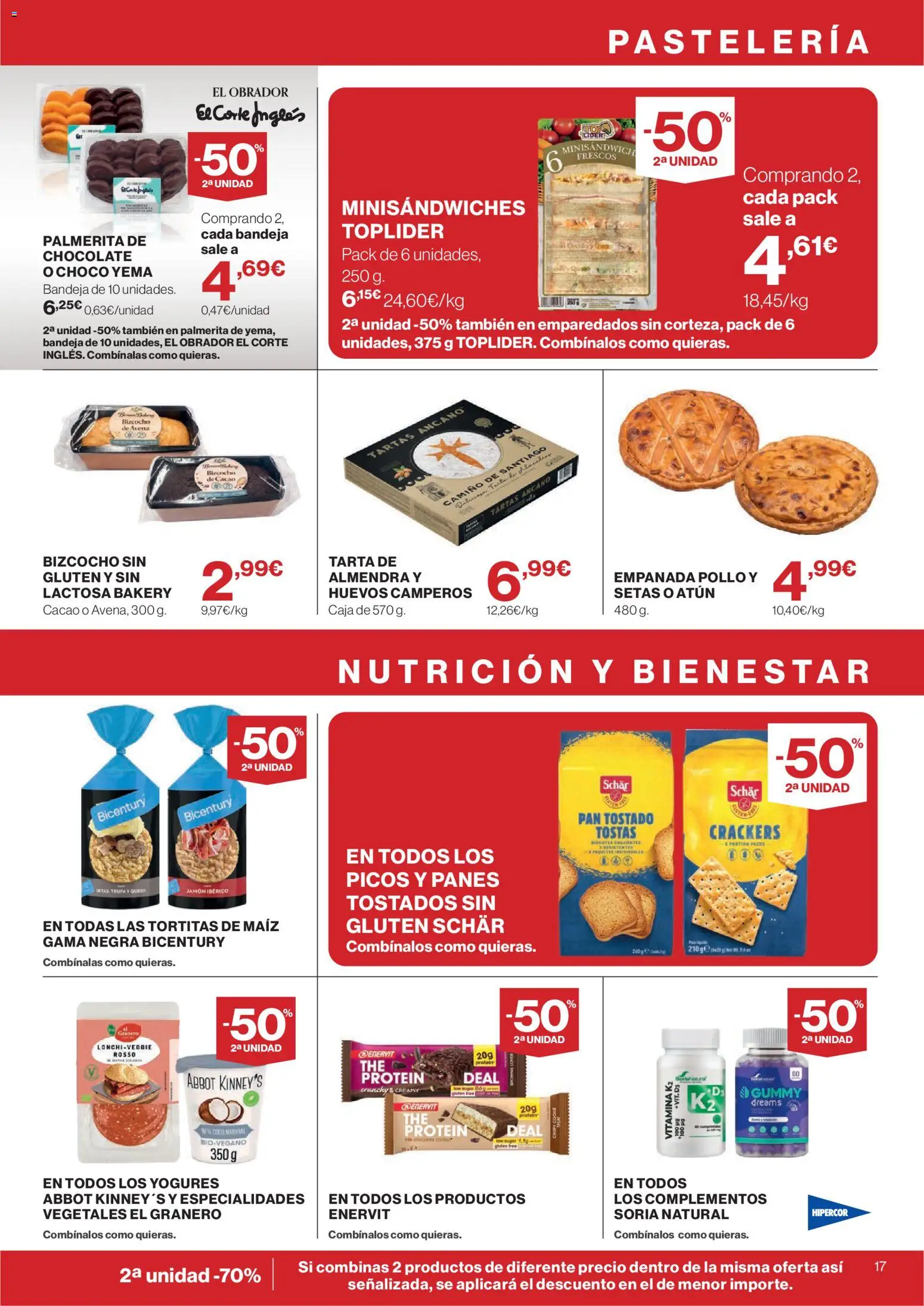 Hipercor catálogo │ válido desde el 16/07/2026 | Página: 17 | Productos: Queso, Chocolate, Bizcocho, Φρυγανιές σικάλεως