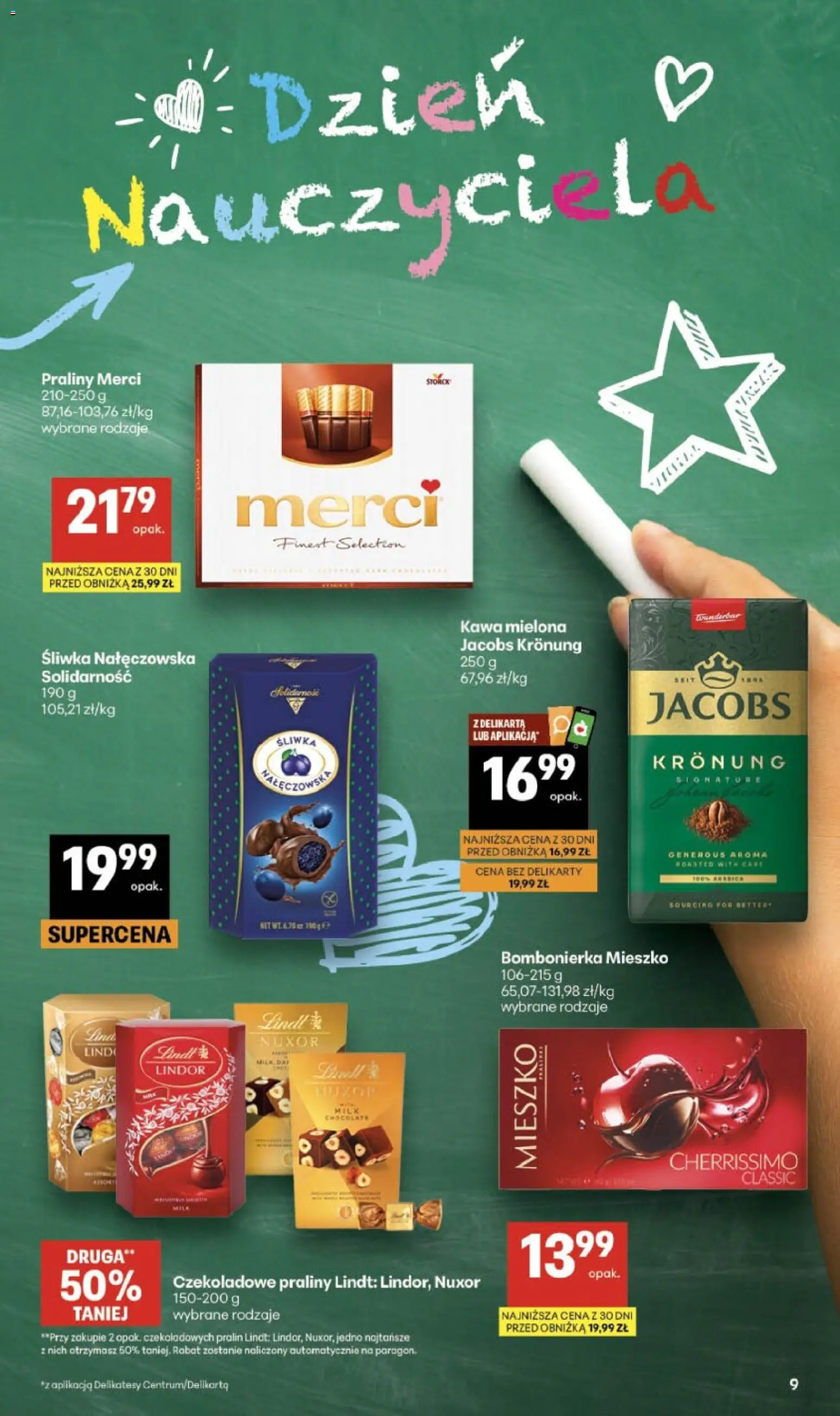 Delikatesy Centrum gazetka od 08.10.2026 | Strona: 9 | Produkty: Praliny, Bombonierka, Merci, Lindor
