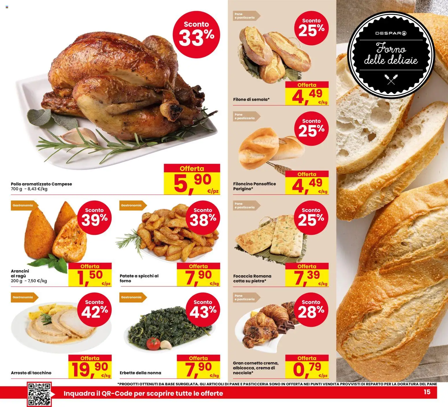 Volantino Despar del 22/10/2026 | Pagina: 15 | Prodotti: Crema, Pane, Cornetto, Ragú