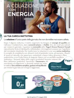 Anteprima del volantino Spazio Conad volantino Bennessere valido a partire dal 22.04.2026 | Pagina: 3 | Prodotti: Yogurt greco, Yogurt, Fiocchi, Frutta