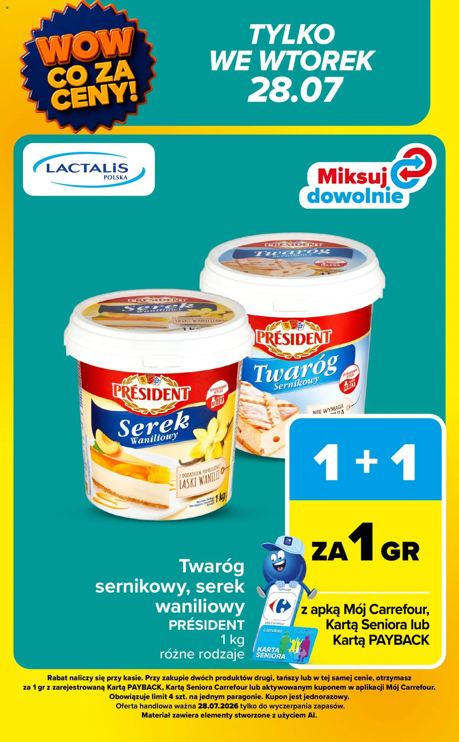 Carrefour gazetka - Wow co za ceny od 27.07.2026 | Strona: 5 | Produkty: Karta, Serek, Mleka, Twaróg