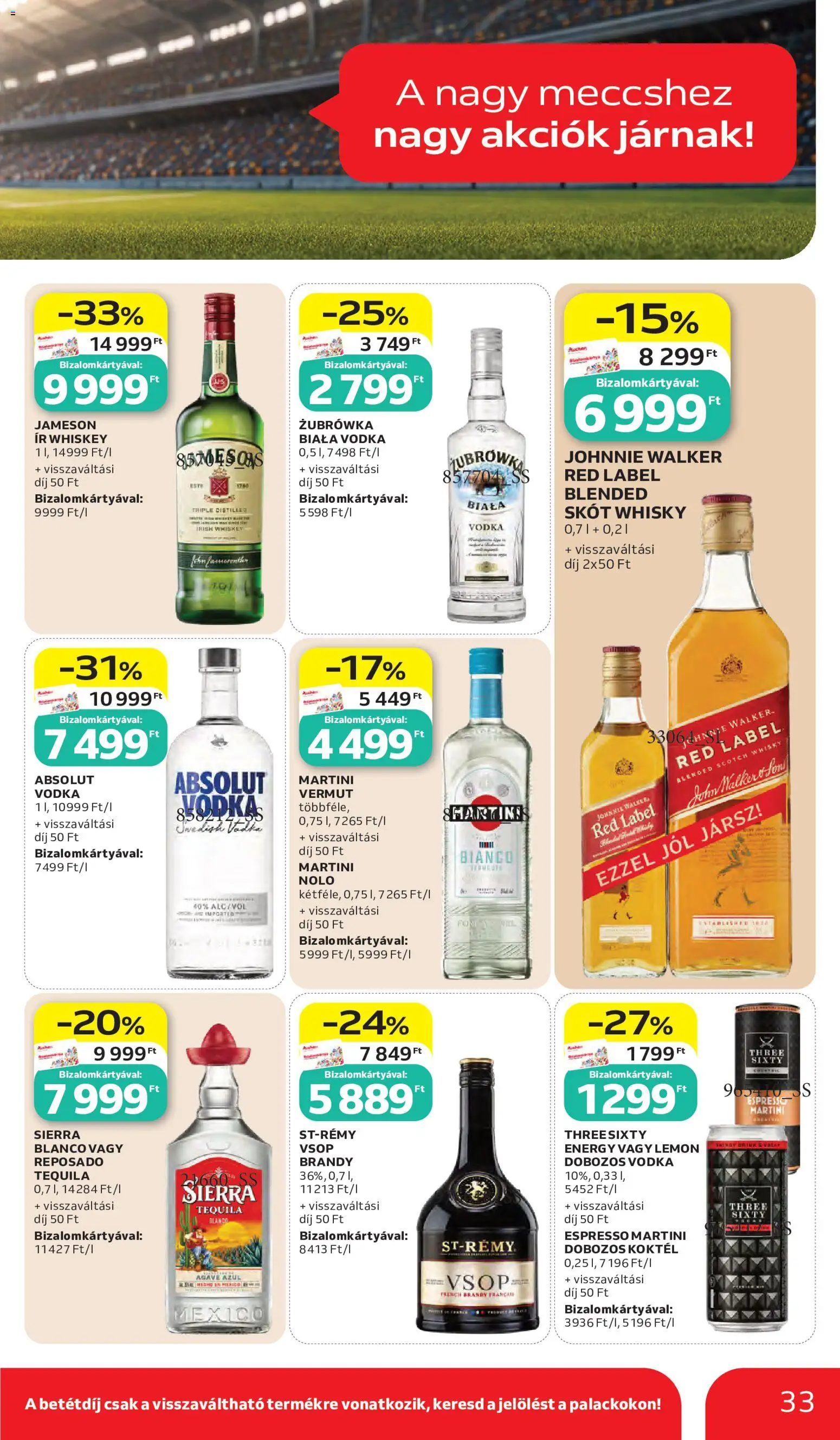 Auchan akciós ujság - amely érvényes a következő dátumtól: 28.05.2026 | Oldal: 33 | Termékek: Jameson, Tequila, Martini bianco, Vodka