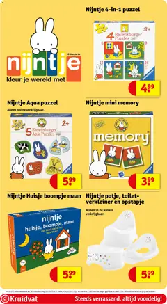 Nijntje 4-in-1 puzzel, 4 Ravensburger Puzzles - Voorbeeld van een folder van Kruidvat, geldig van 16.06.2026 | Pagina: 95 | Producten: Puzzel, Kan, Toilet