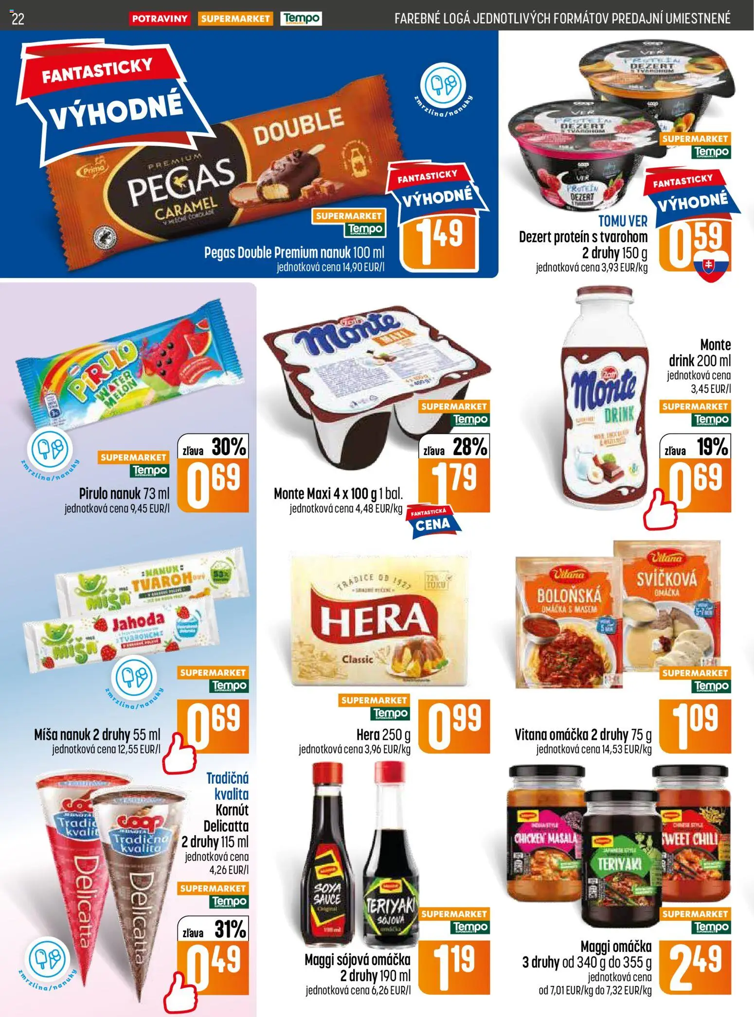 Nové COOP Jednota akcie – leták je platný od 11.06.2026 | Strana: 22 | Produkty: Protein, Nanuk, Omáčka, Melón