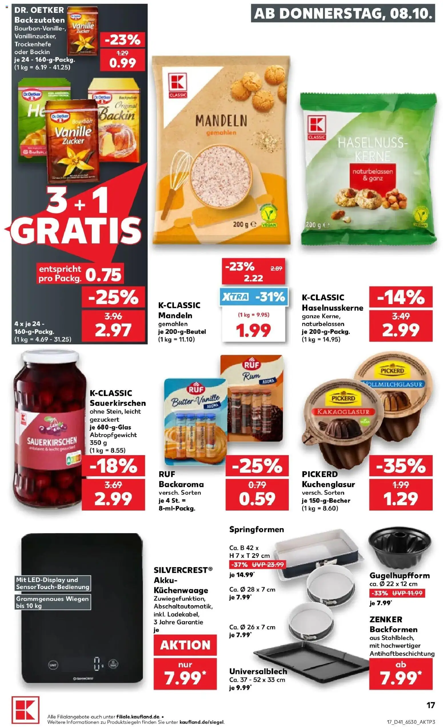 Prospekt Kaufland ab 08.10.2026 » Angebote Online zum Blättern | Seite: 17 | Produkte: Mandeln, Vanille, Zucker, Bourbon