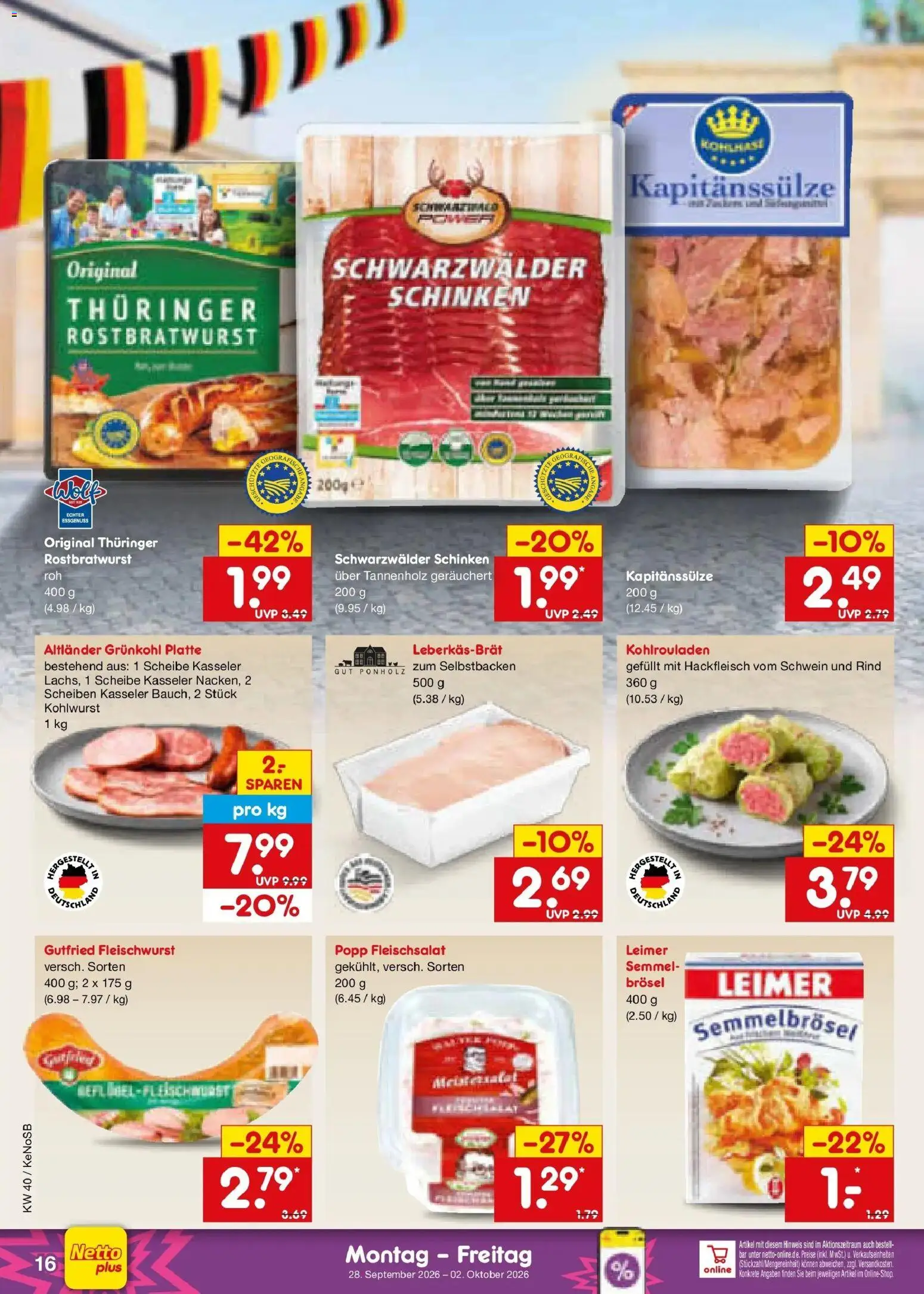 Netto Marken-Discount Prospekt Bonn – gültig ab 28.09.2026 | Seite: 22 | Produkte: Schinken, Hackfleisch